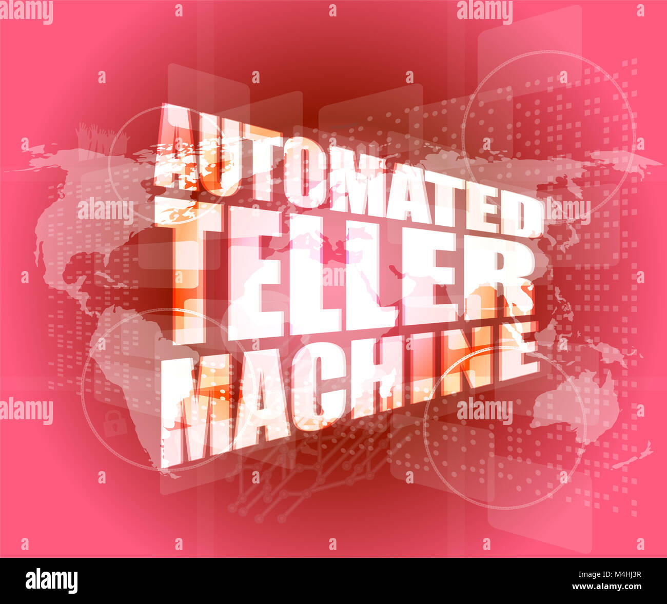 Geldautomat-Wort auf digital Touchscreen Stockfoto