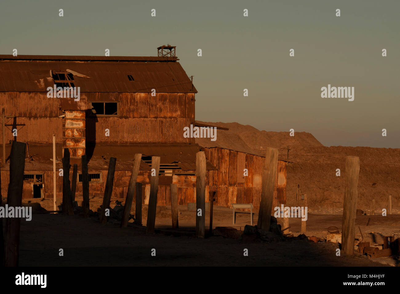 Humberstone Ruinen von Ex-Office-Nitrat, Nordchile, Atacama-Wüste Stockfoto