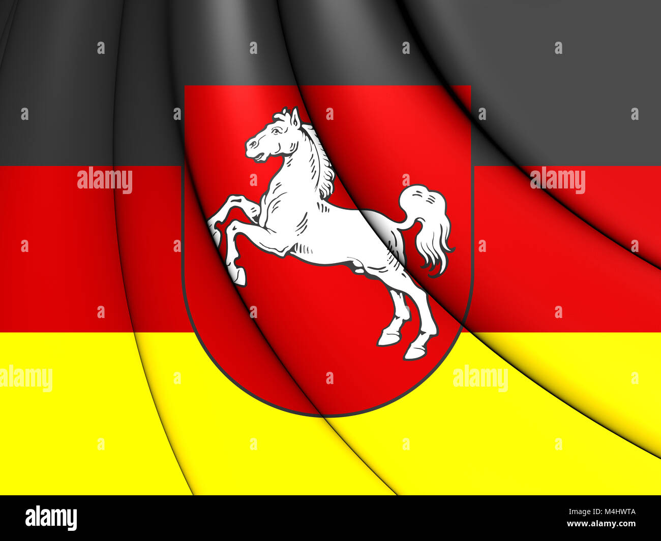 3D Flagge von Niedersachsen. 3D Illustration. Stockfoto