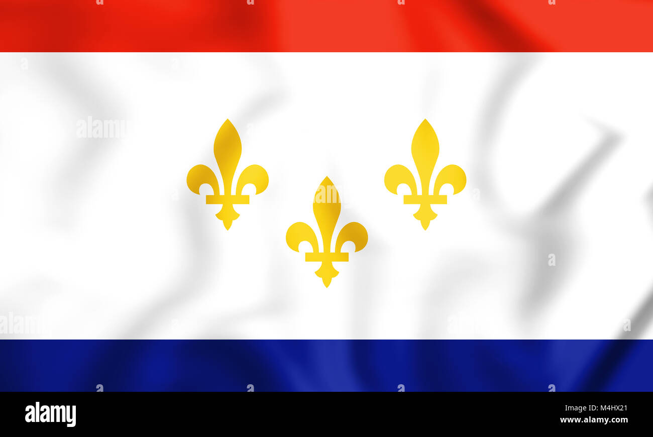3D Flagge von New Orleans, USA. 3D Illustration. Stockfoto