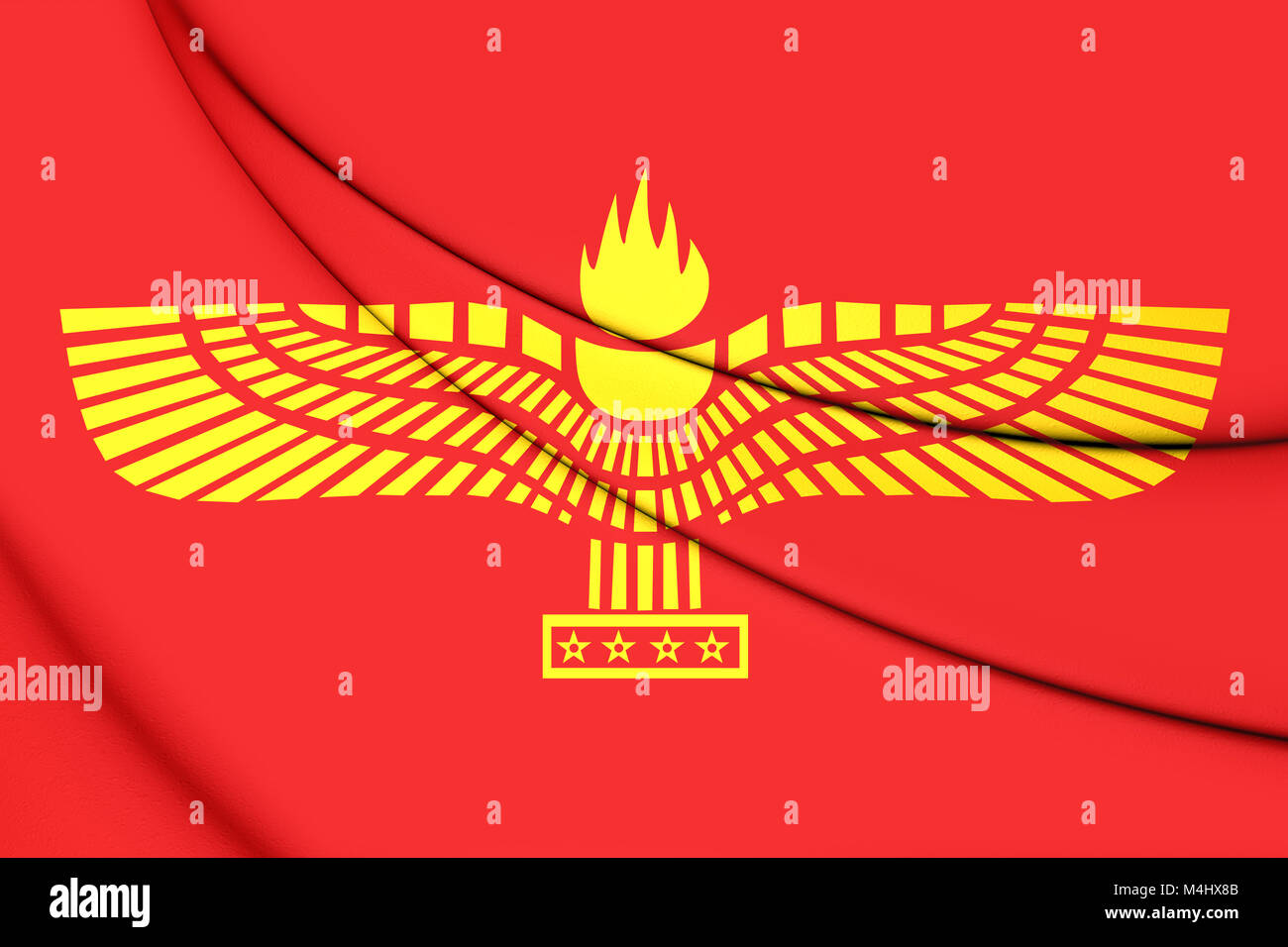 3D Flagge der syrisch-aramäischen Menschen. 3D Illustration. Stockfoto