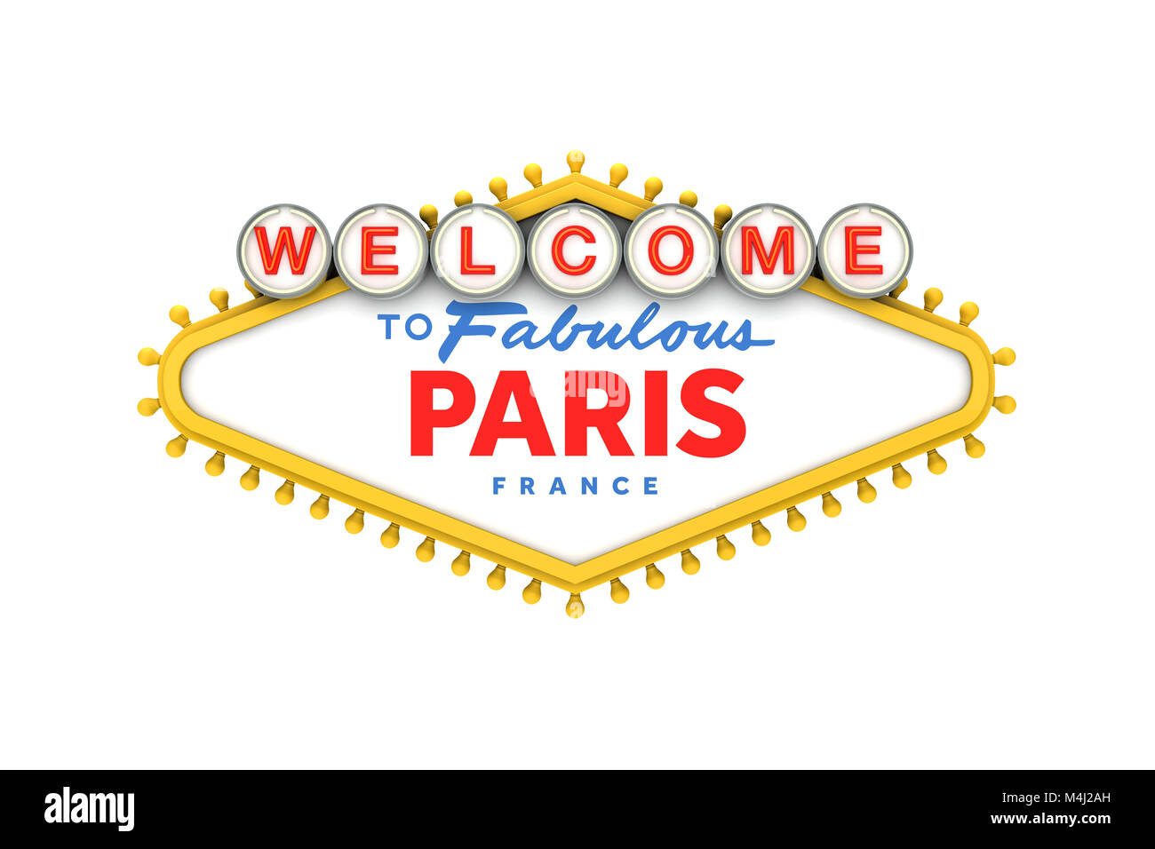 Willkommen bei Paris Frankreich Anmelden klassische Las Vegas Design. 3D-Rendering Stockfoto