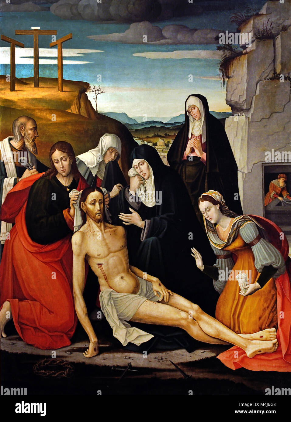 Trauer um tote Christus 1535 von Juan de Borgona Hijo 1525-1550 Spanien, Spanisch, Stockfoto