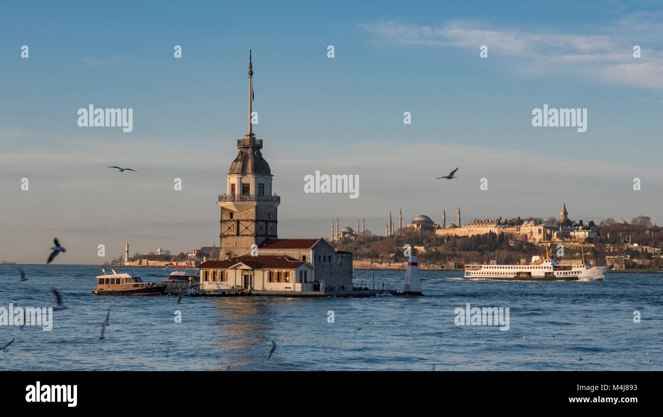 Der Jungfrauenturm, Uskudar Istanbul, Istanbul, Türkei Stockfoto
