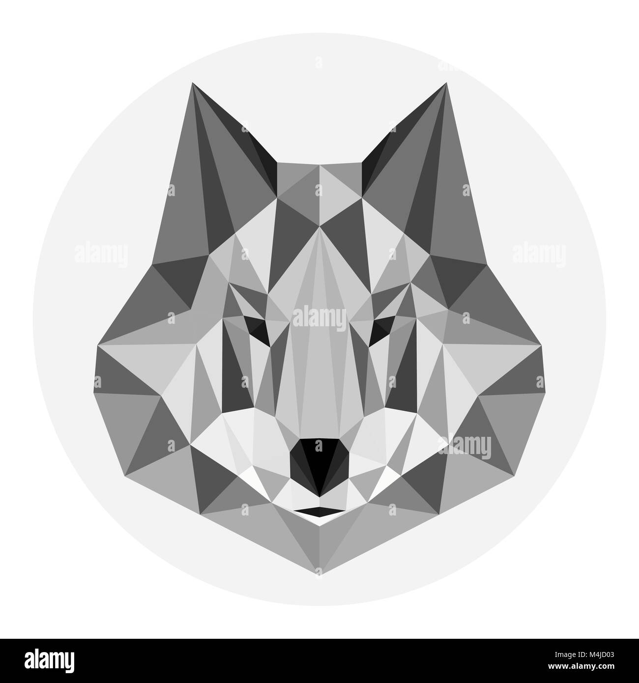 Grauer Wolf im lowpoly Stil auf hellen Hintergrund Stock Vektor