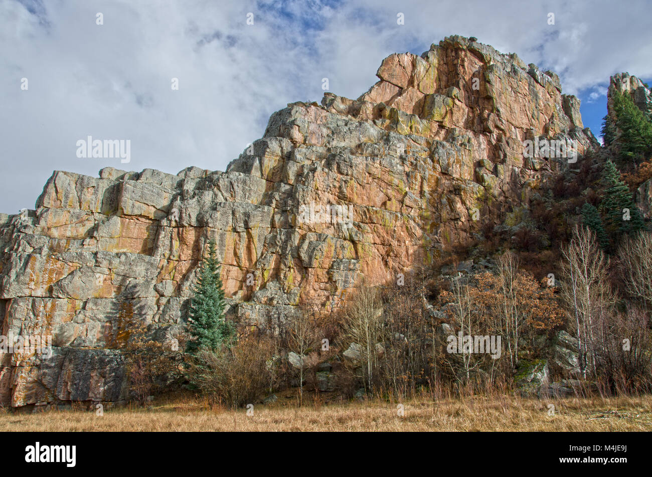 Die Steinmauer in Stonewall, Colorado schaut zu Granit werden, aber es wird wirklich Sandstein. Stockfoto