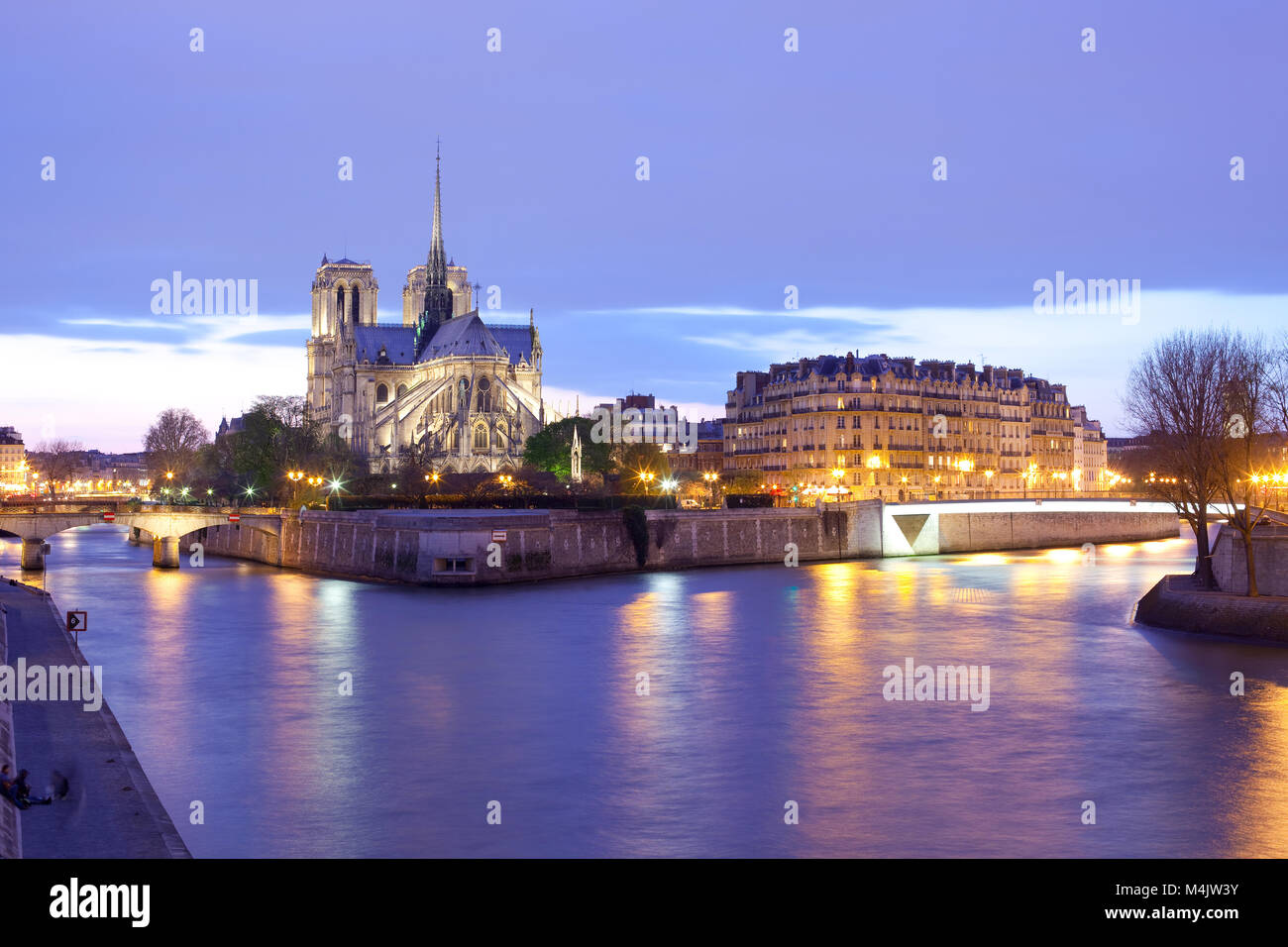 Kathedrale Notre Dame und der Ile De La Cite, Seineufer, Paris, Frankreich Stockfoto