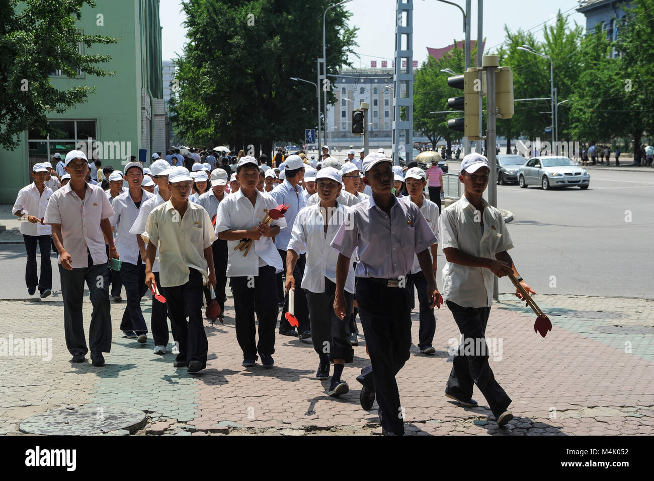 08.08.2012, Pyongyang, North Korea, Asien - Schüler und Studenten in Pjöngjang. Stockfoto