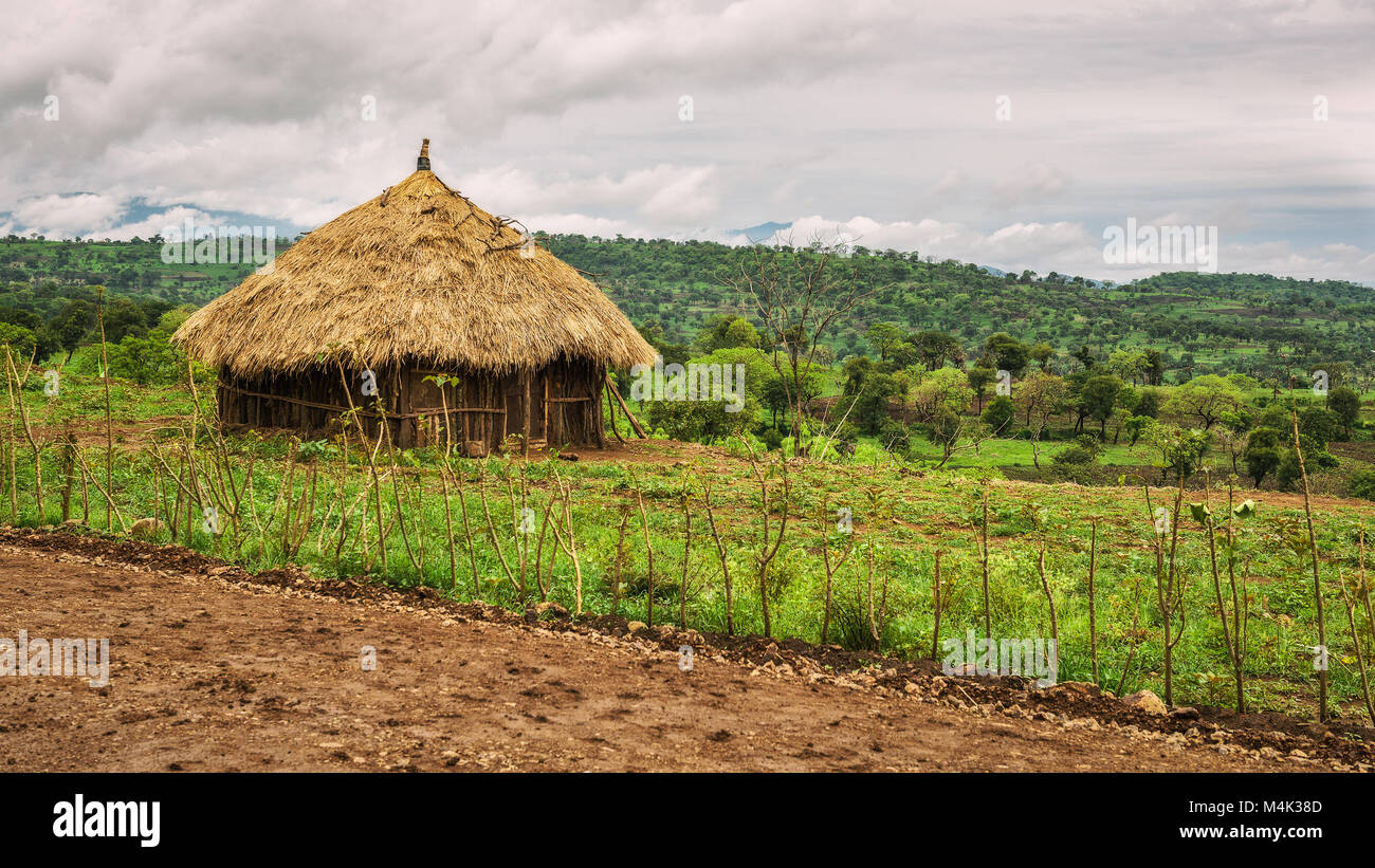 Traditionelle Häuser in Äthiopien, Afrika Stockfoto