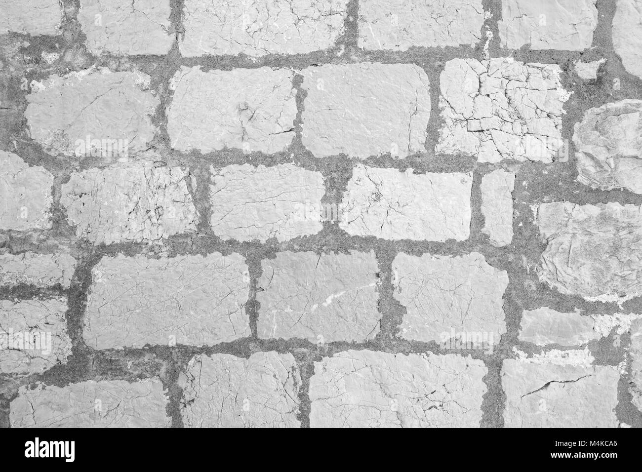 Alte und alte Mauer Textur Hintergrund in Schwarz und Weiß. Stockfoto