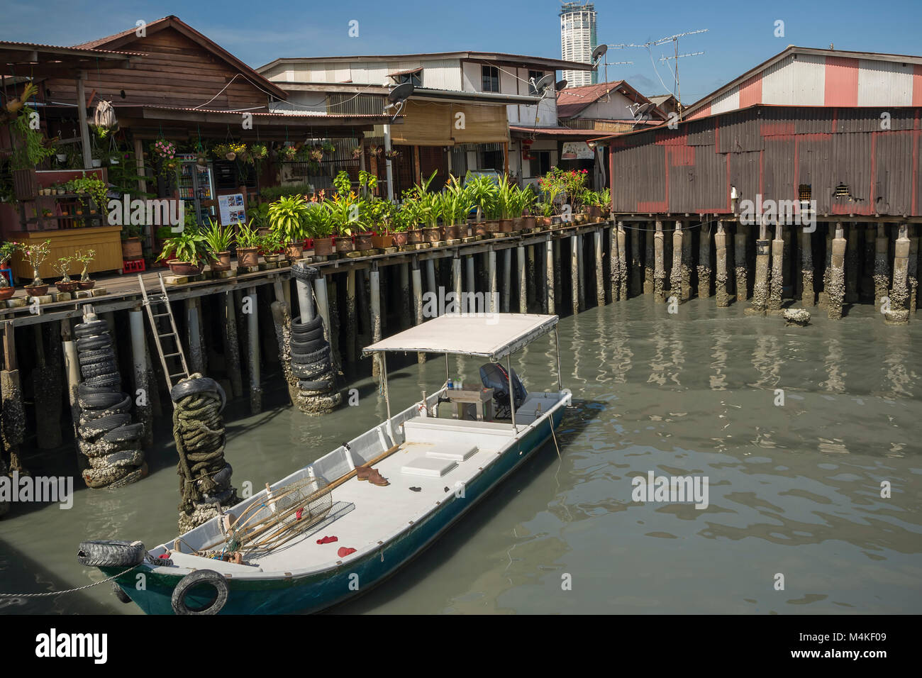 Kauen Dorf Jetty, Penang, Malaysia - Kauen Jetty, einer der Clan Stege im historischen Georgetown, Penang, Malaysia. Stockfoto