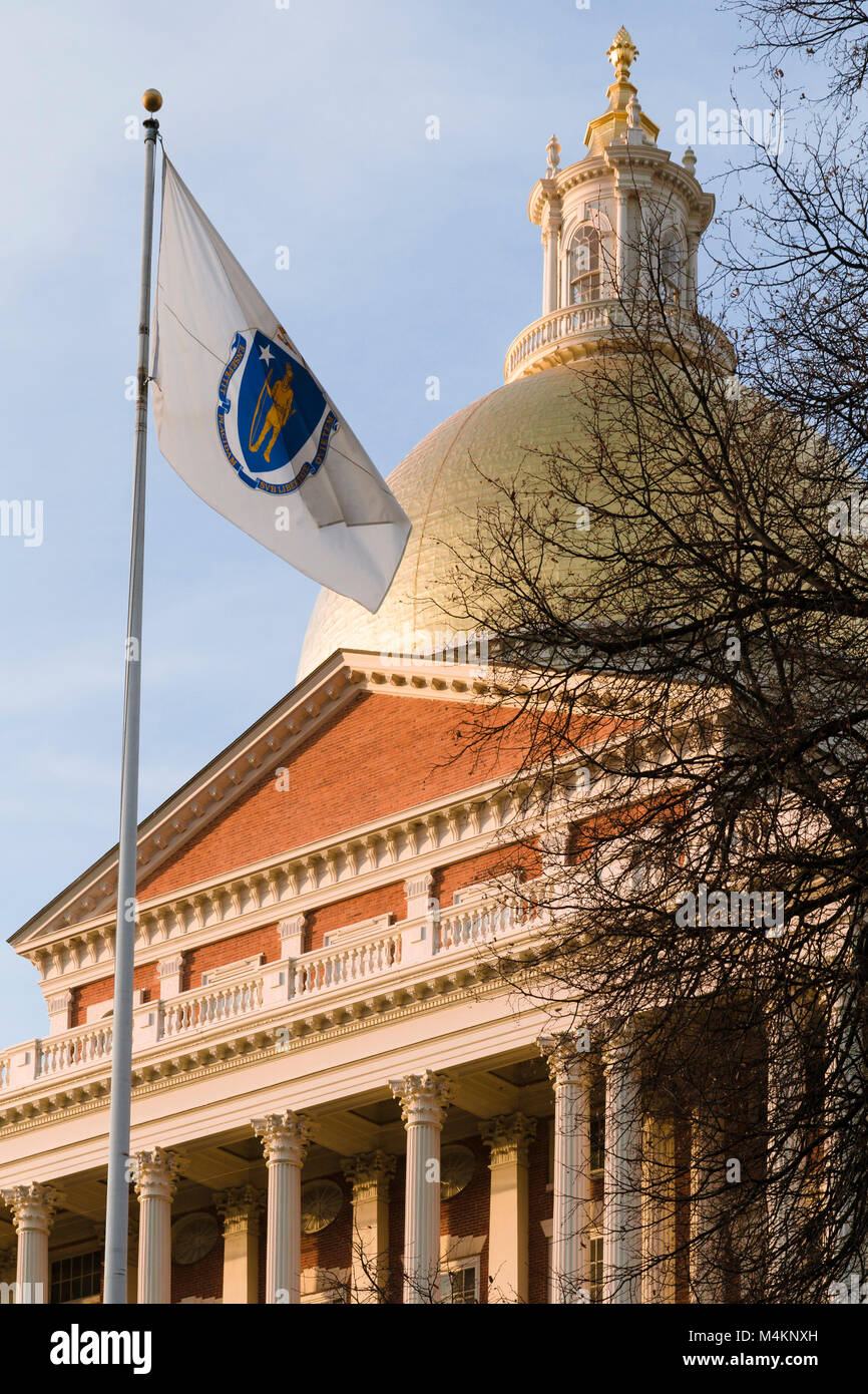 Der Massachusetts State House oder Capitol Building, Beacon Hill, Boston, USA, von Charles Bulfinch, 1795-98. Stockfoto