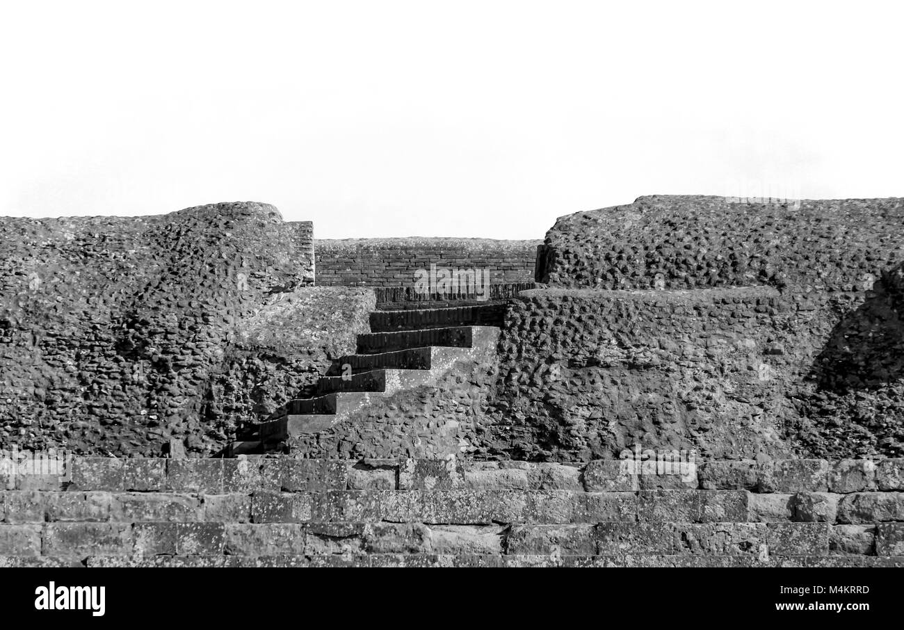 OSTIA ANTICA RUINEN: AMPHITHEATER SCHRITTE DETAILS Stockfoto