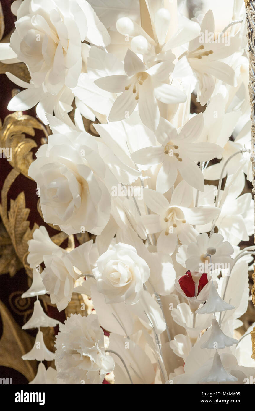 Detail der Blumenschmuck der Float von Pallium der Bruderschaft der Bernardo' Stockfoto