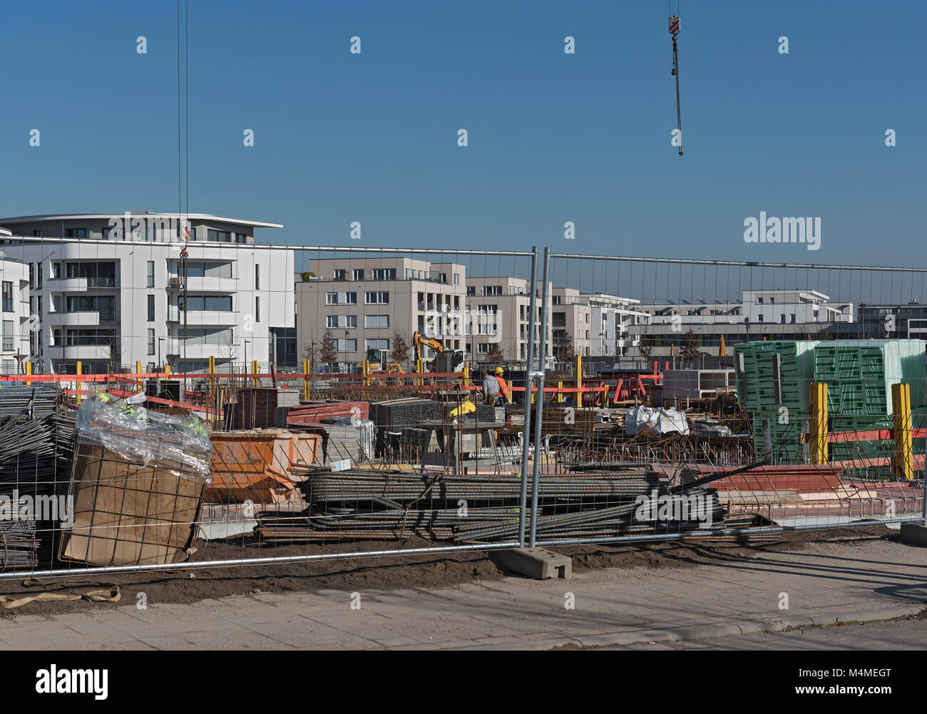 Baustelle von mehreren Wohngebäuden in den neuen Stadtteil Riedberg Stockfoto