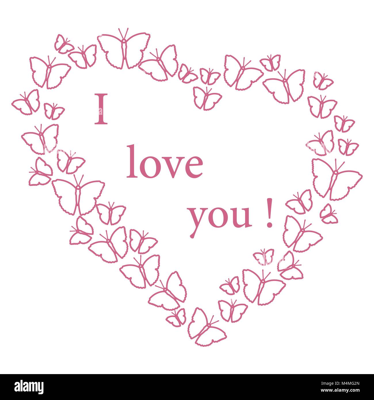 Herz aus vielen Schmetterlinge und die Worte Ich liebe Dich. Design