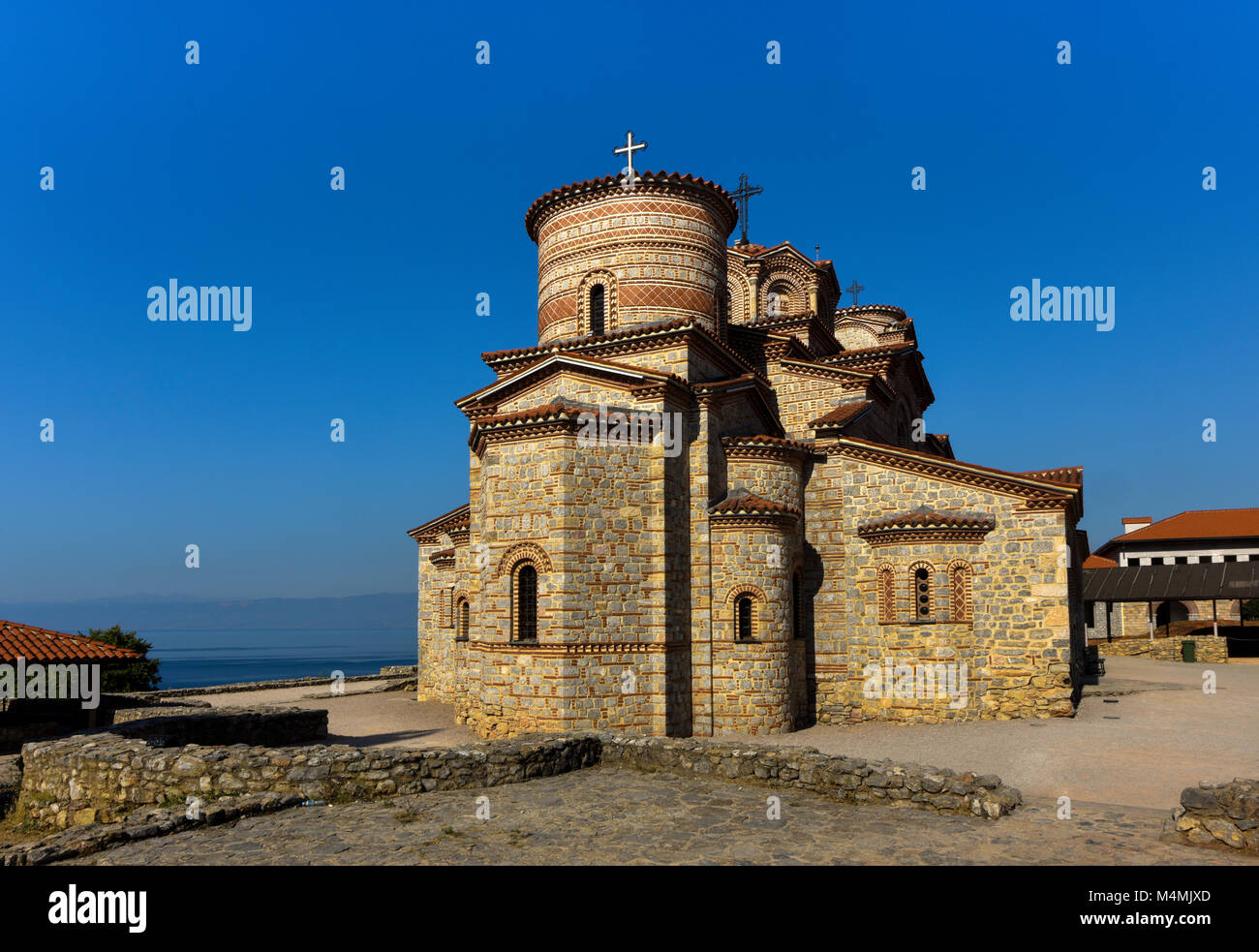 Das Kloster Panteleimon und byzantinischen Kirche am See von Ohrid, Mazedonien Stockfoto