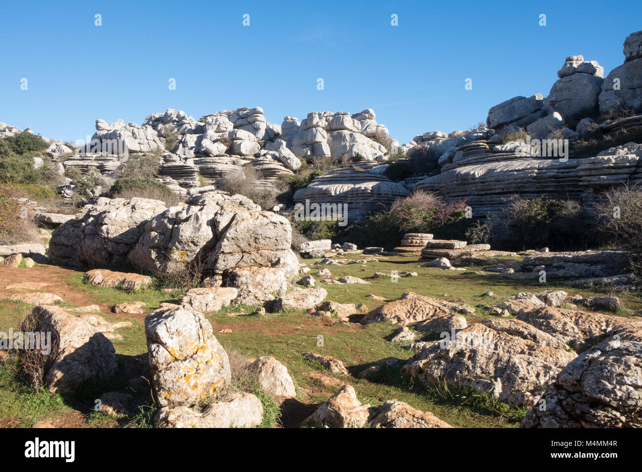 El Torcal de Antequera, Andalusien, Spanien. Felsformationen und Naturschutzgebiet Stockfoto