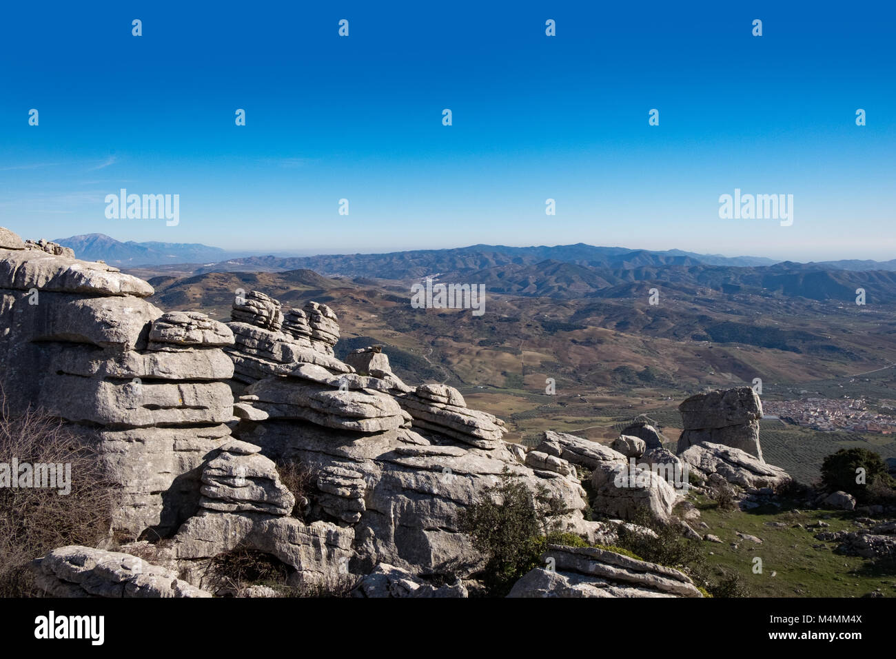 El Torcal de Antequera, Andalusien, Spanien. Felsformationen und Naturschutzgebiet Stockfoto