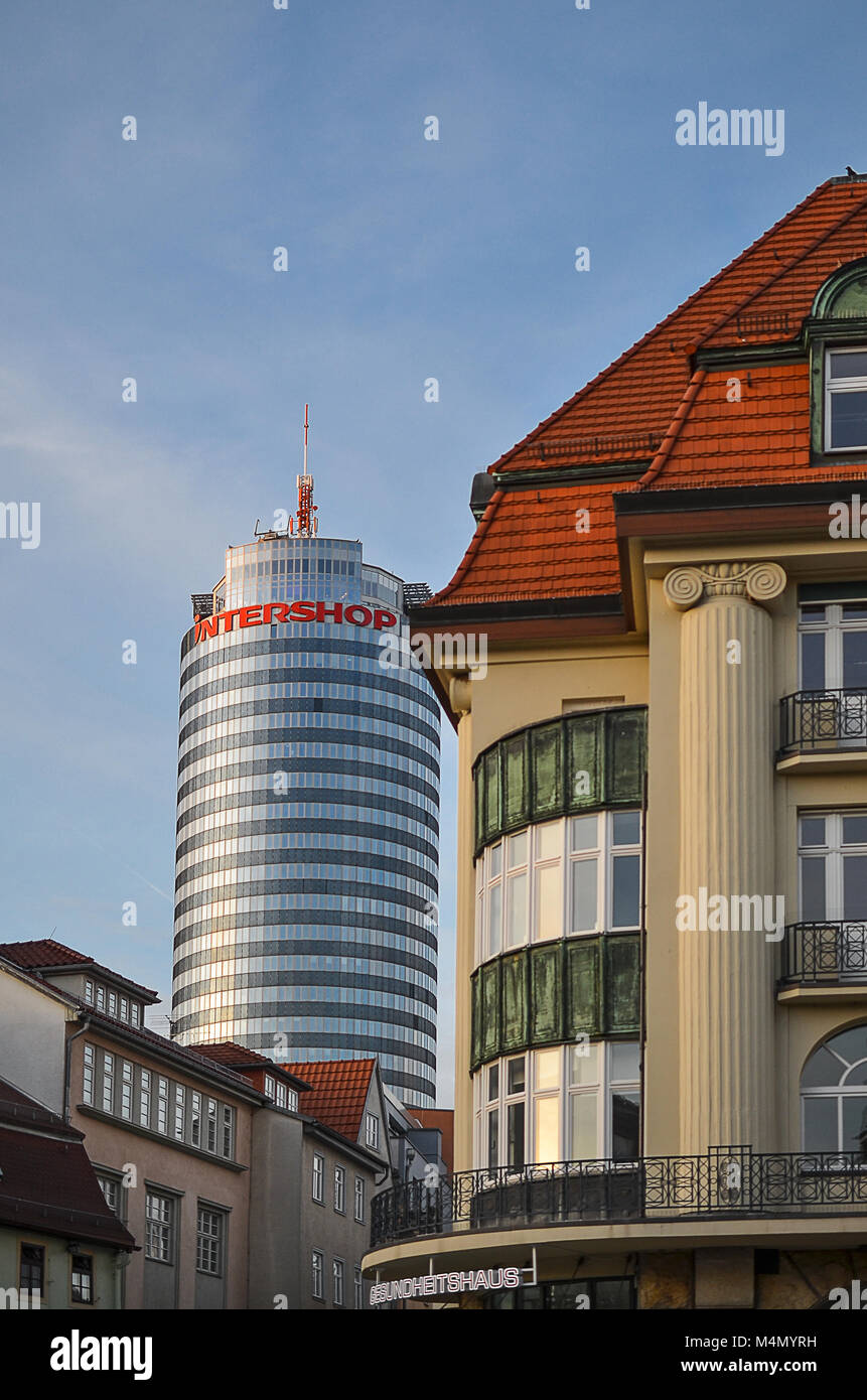 Jena, Deutschland, März 07.2015; Jentower, Gesundheit Haus, Stadtbild Stockfoto