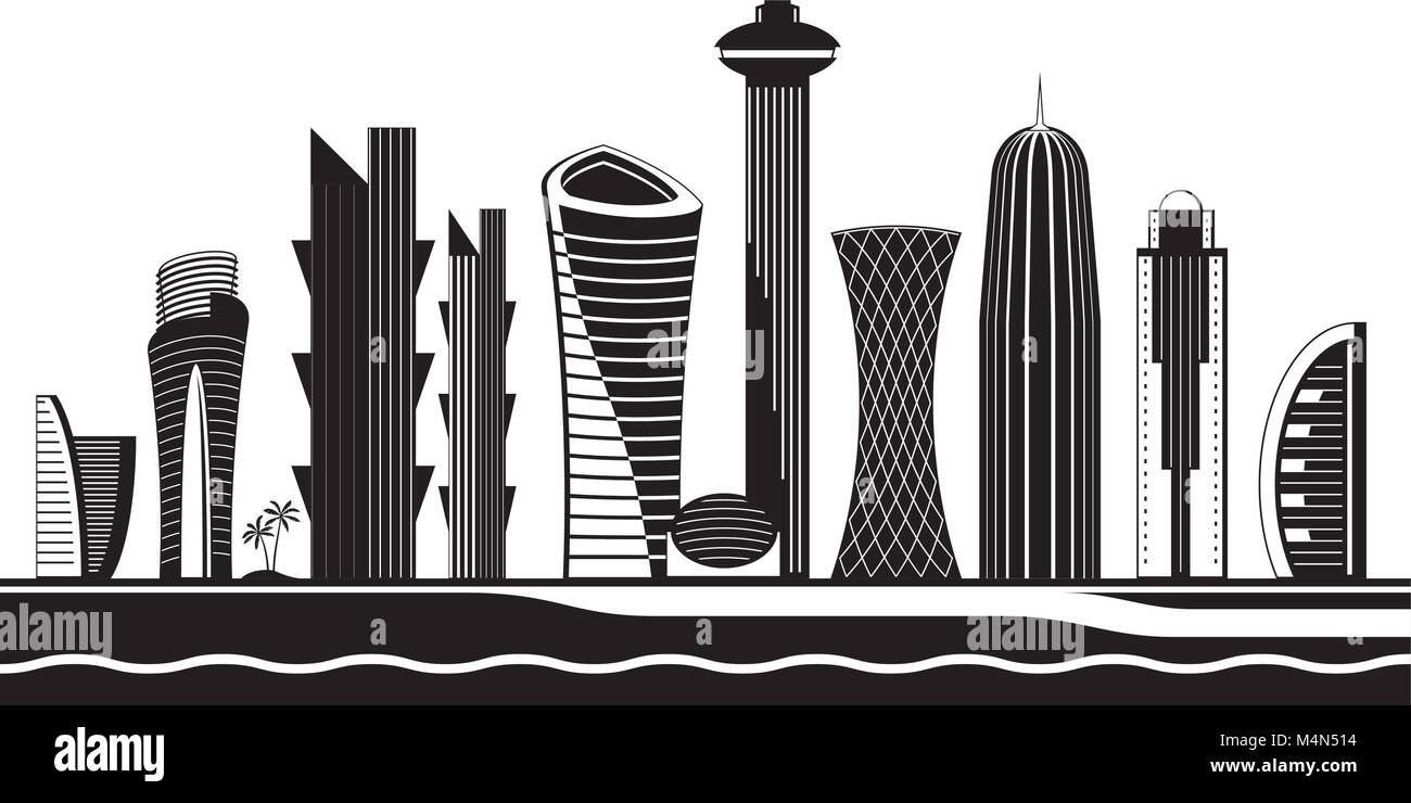 Doha Skyline bei Tag - Vector Illustration Stock Vektor