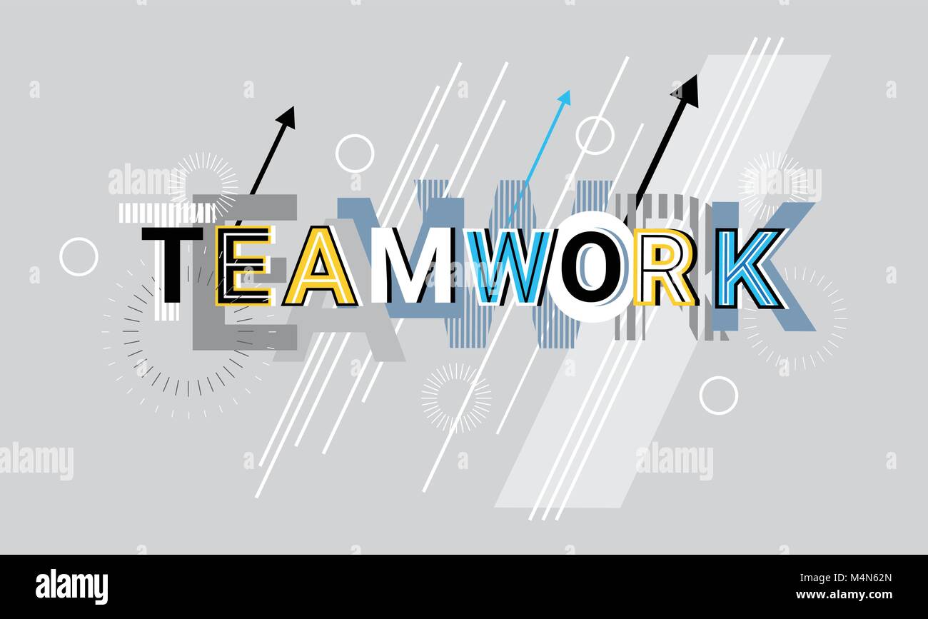 Teamarbeit Business Team Zusammenarbeit schöpferischen Wort über abstrakte geometrische Formen Hintergrund Web Banner Stock Vektor