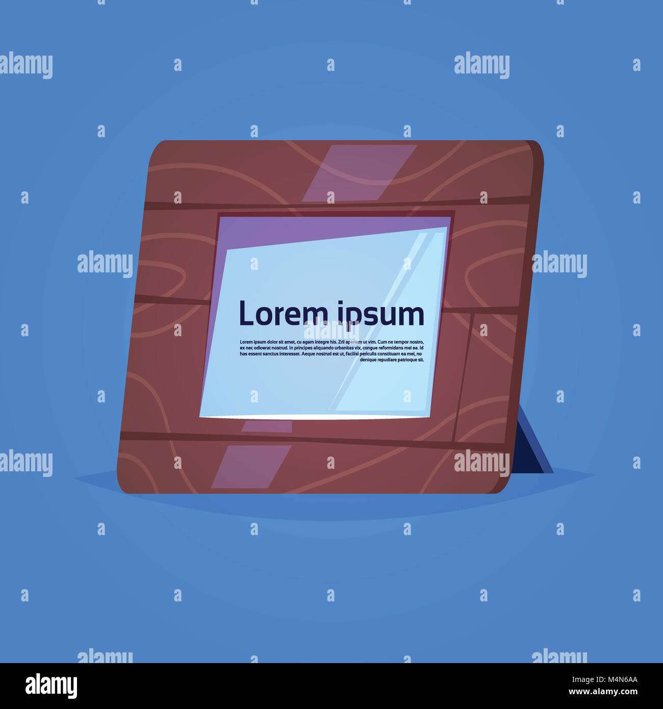 Holz Bilderrahmen 3d auf blauem Hintergrund isoliert Stock Vektor