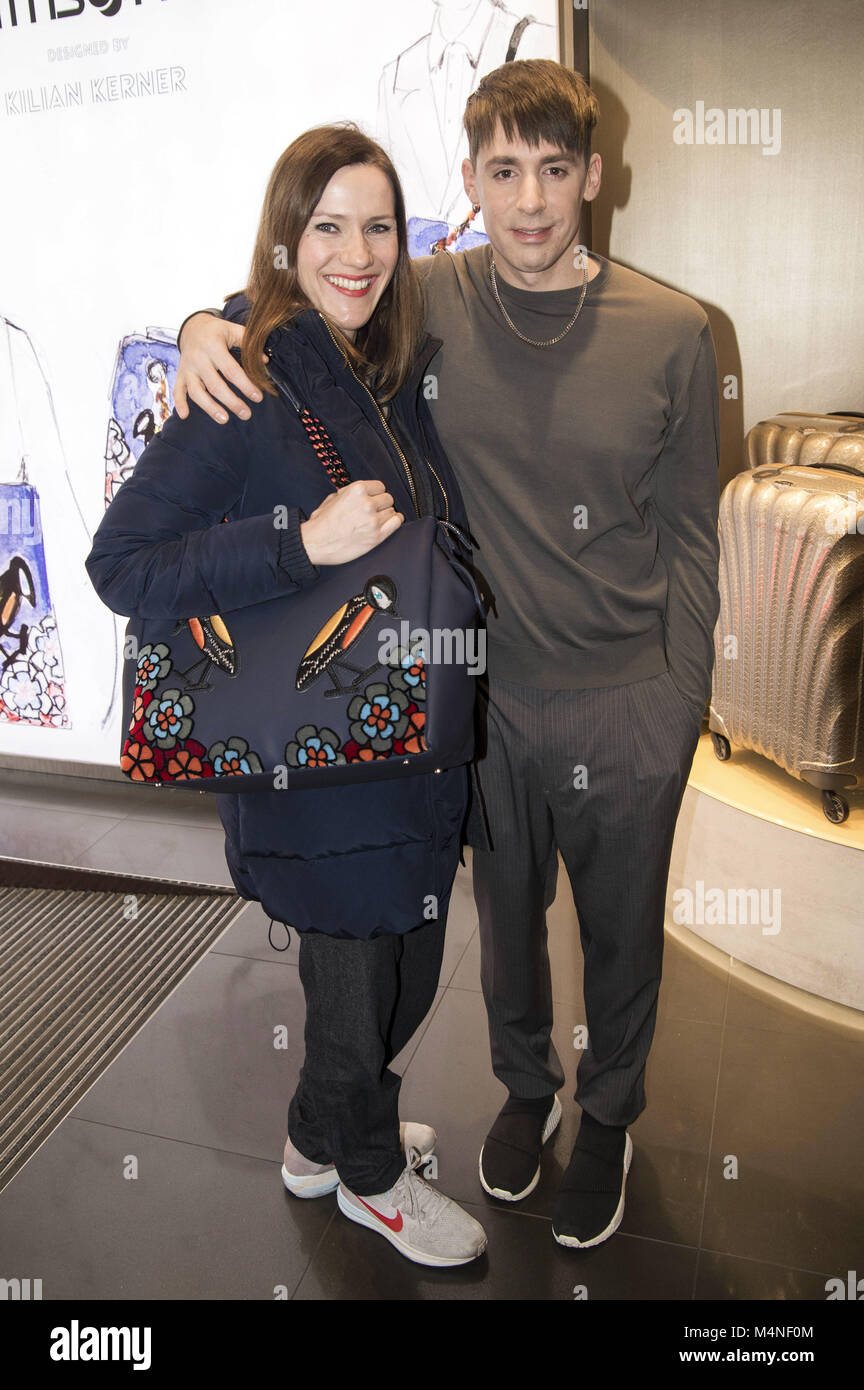 Berlin, Deutschland. 16 Feb, 2018. Bettina Lamprecht und Kilian Kerner beim Samsonite & Kilian Kerner Kater-Imbiss auf der Berlinale 2018/68. Internationalen Filmfestspiele Berlin. Berlin, 16.02.2018 | Verwendung der weltweiten Kredit: dpa/Alamy leben Nachrichten Stockfoto