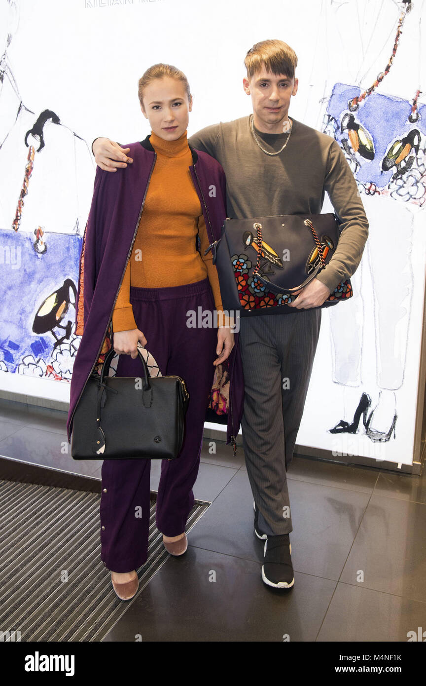 Berlin, Deutschland. 16 Feb, 2018. Alina Levshin und Kilian Kerner beim Samsonite & Kilian Kerner Kater-Imbiss auf der Berlinale 2018/68. Internationalen Filmfestspiele Berlin. Berlin, 16.02.2018 | Verwendung der weltweiten Kredit: dpa/Alamy leben Nachrichten Stockfoto