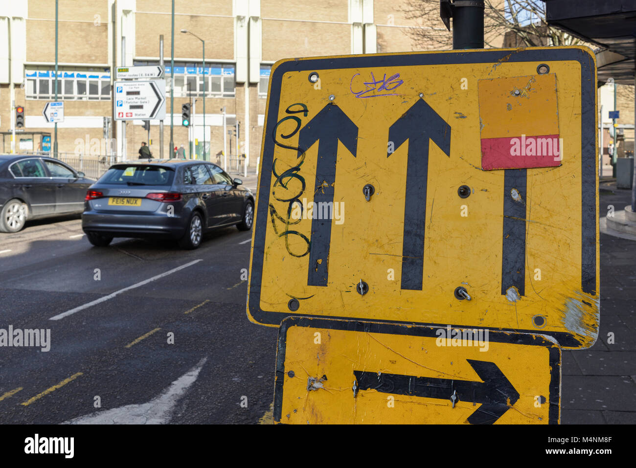 Straßenverkehr Schilder, UK. Stockfoto