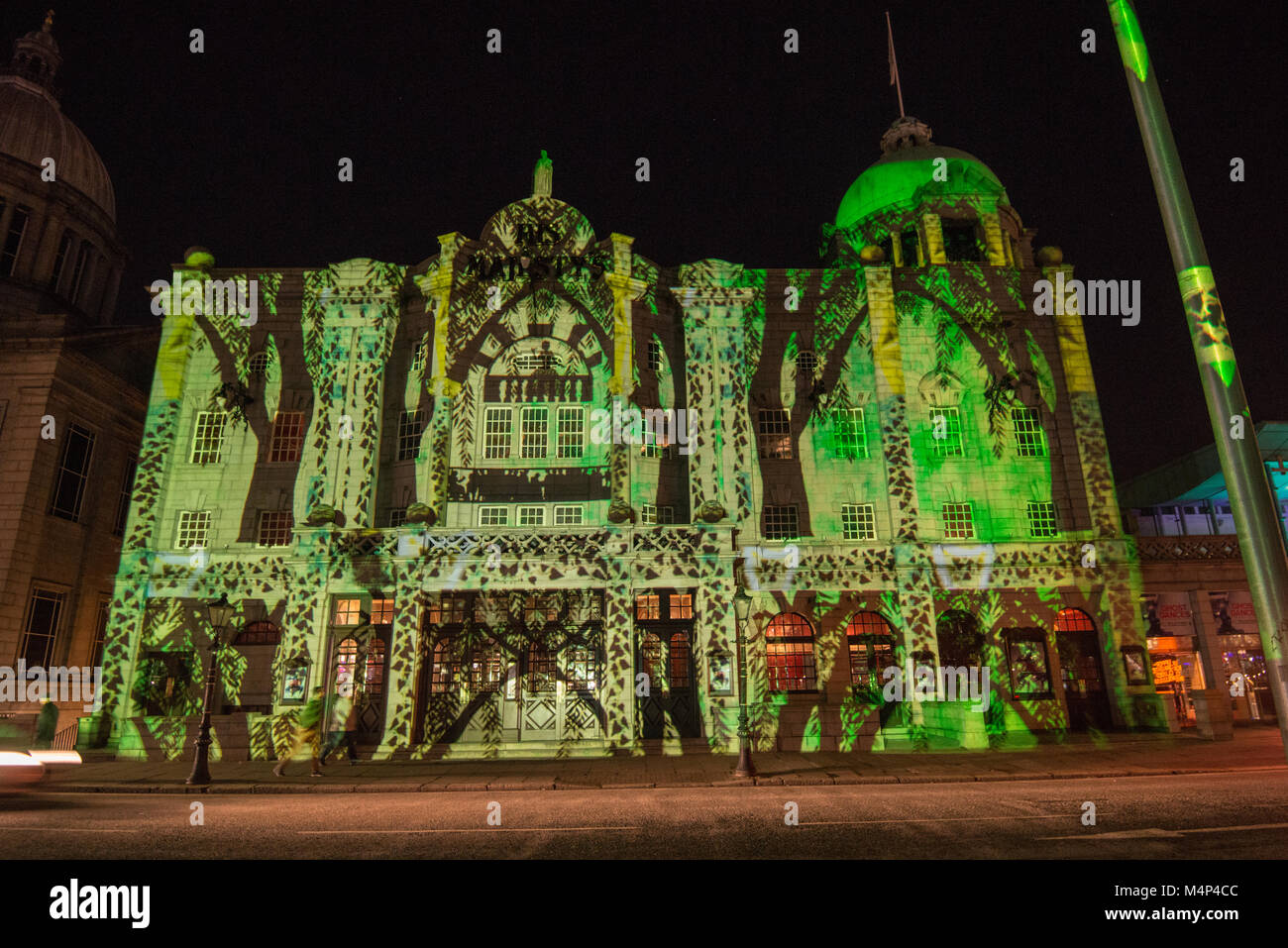 Spektren Licht Festival 2018 Projektion auf His Majesty's Theatre, Aberdeen, Schottland, UK Stockfoto