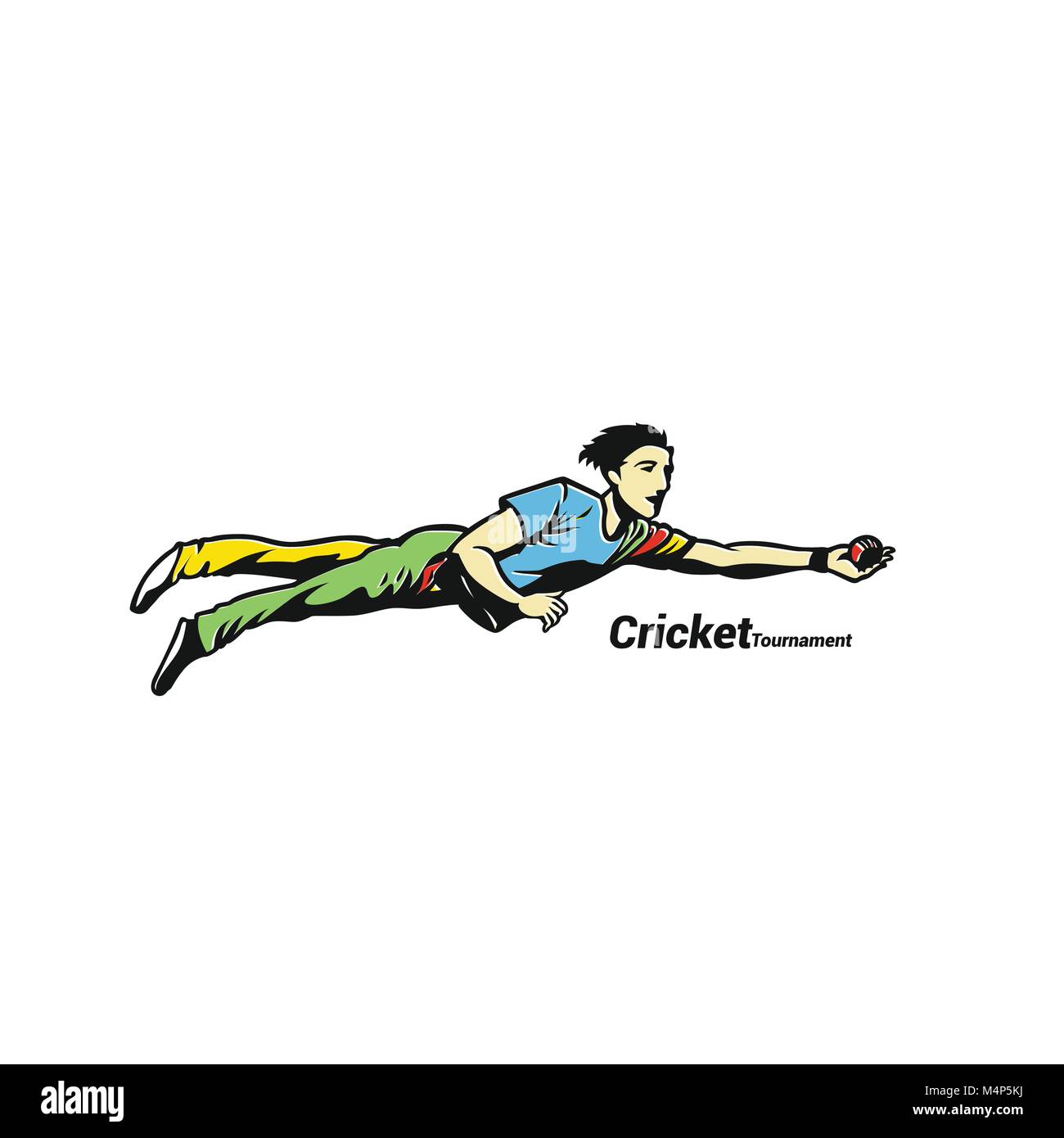 Cricketer fängt einen Ball Vector Illustration Design. Stock Vektor