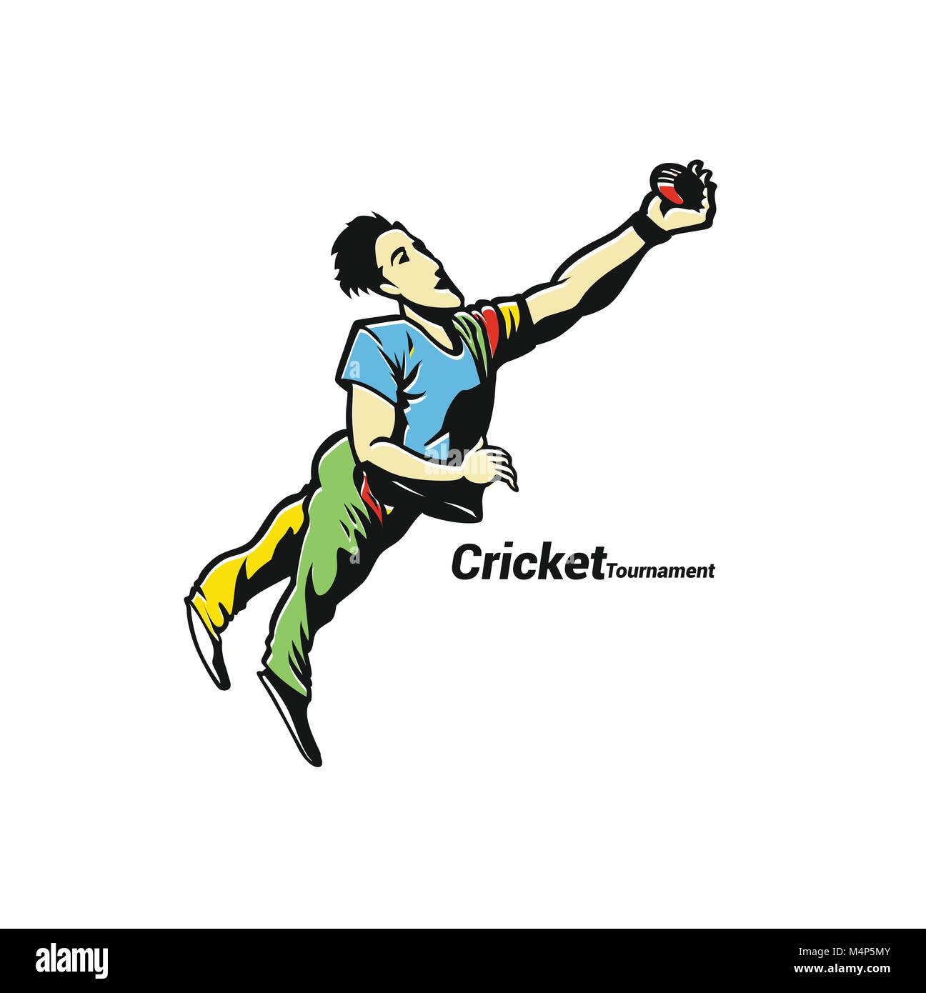 Volle Länge des Player tauchen ball Vector Illustration zu fangen. Stock Vektor