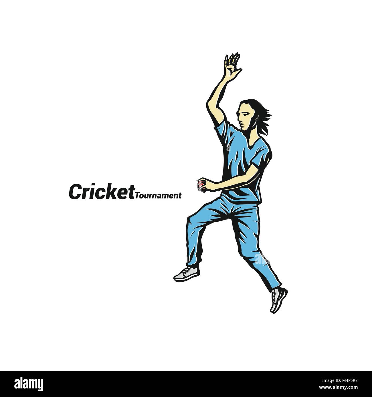 Cricket Bowler bereit, den Ball Vector Illustration zu werfen. Stock Vektor