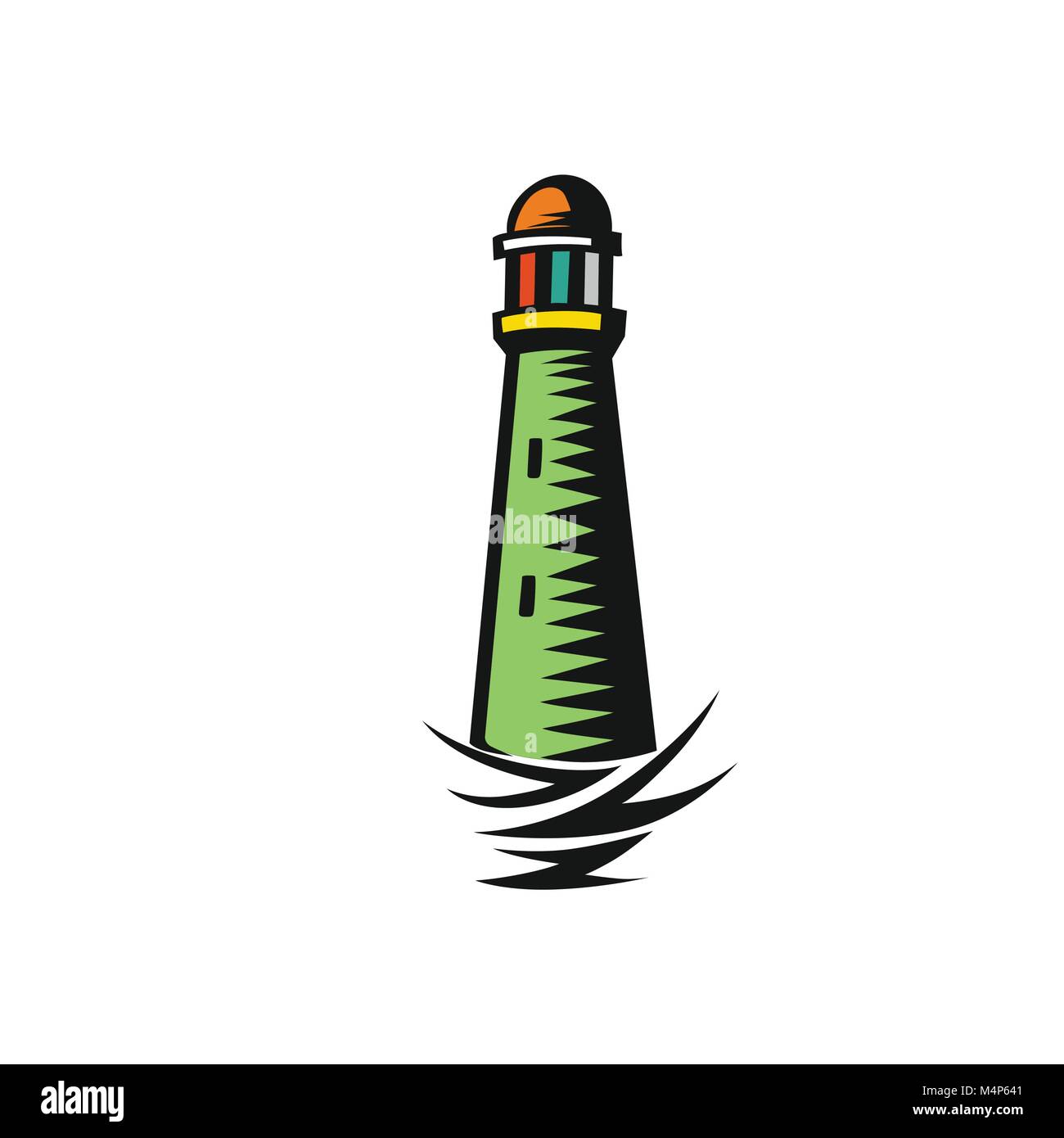 Minimale Logo der grünes Licht Haus Vector Illustration. Stock Vektor
