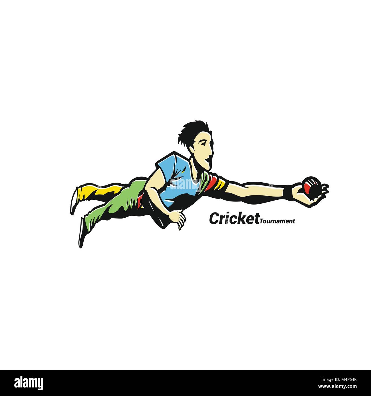 Spieler spielen Cricket-Spiel in Vektor-Illustration Stock Vektor