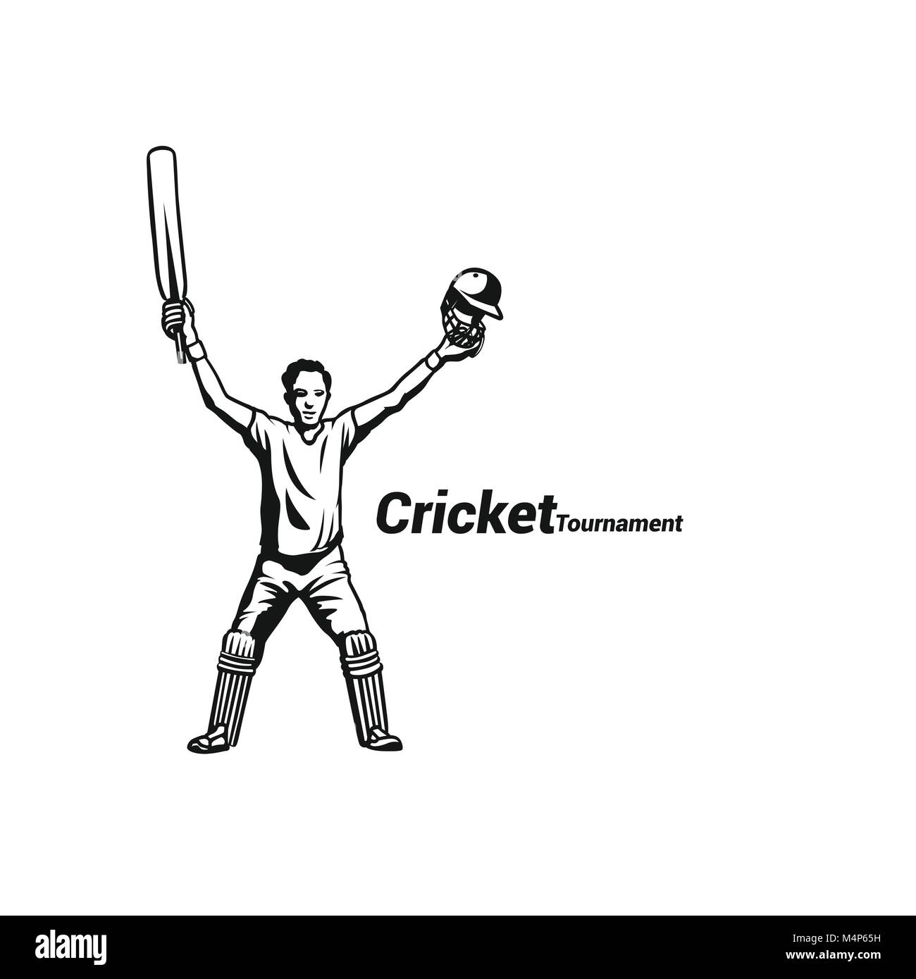 Cricket-Schlagmann feiert seinen Erfolg Stock Vektor