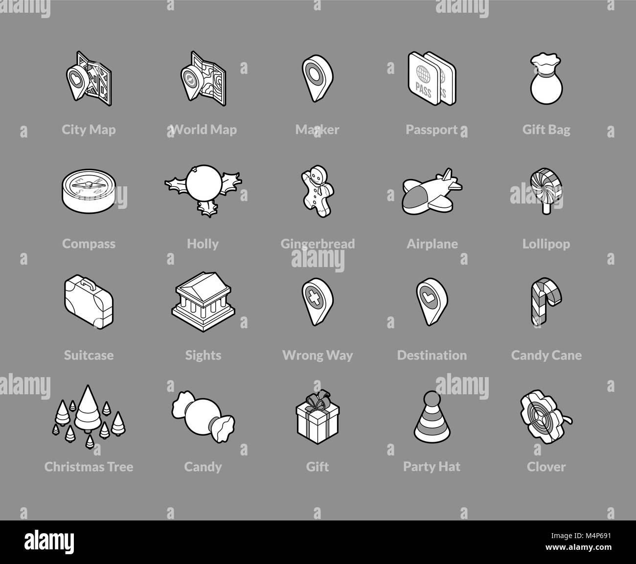 Isometrische Umriss Icons set Stock Vektor