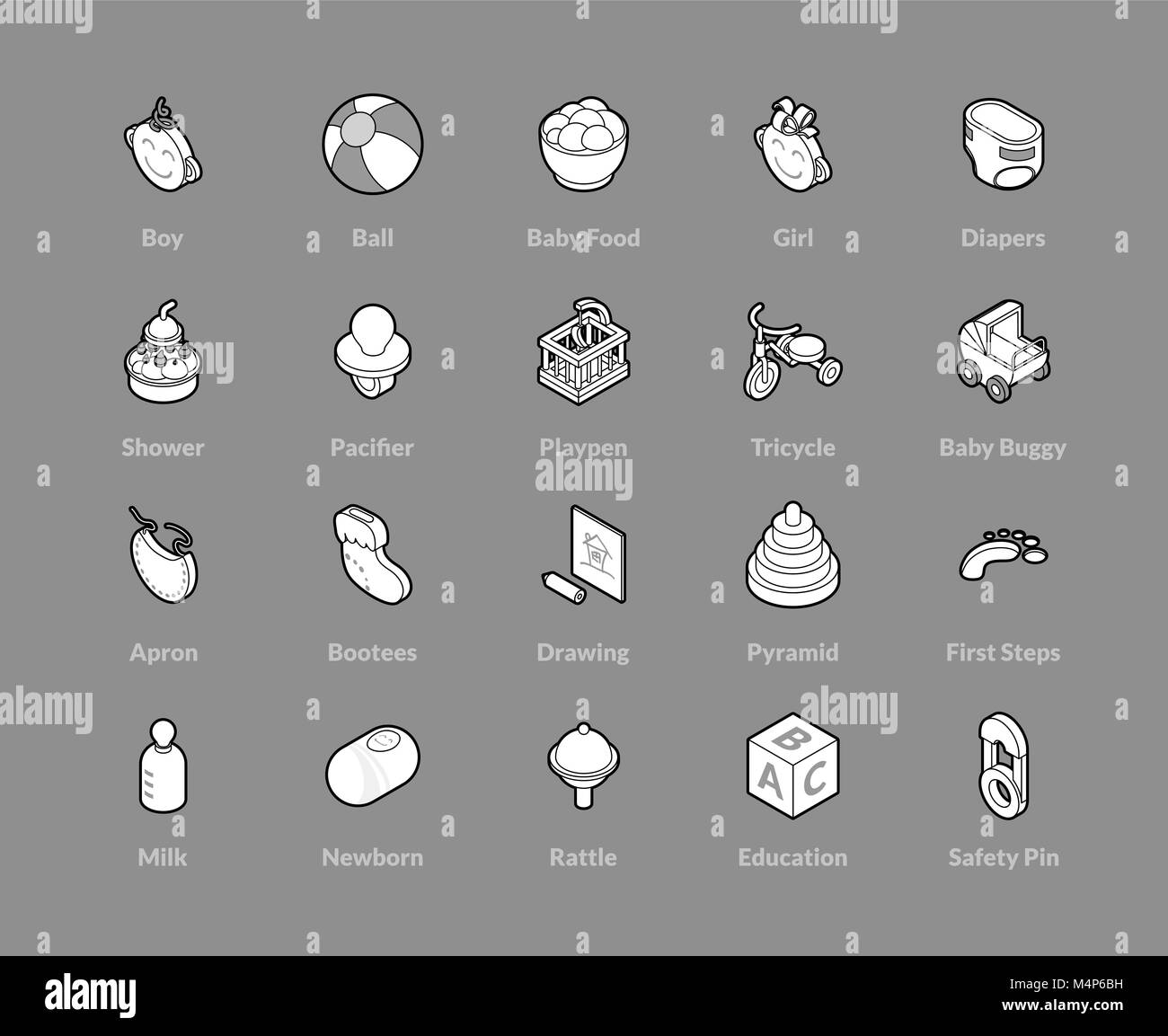 Isometrische Umriss Icons set Stock Vektor