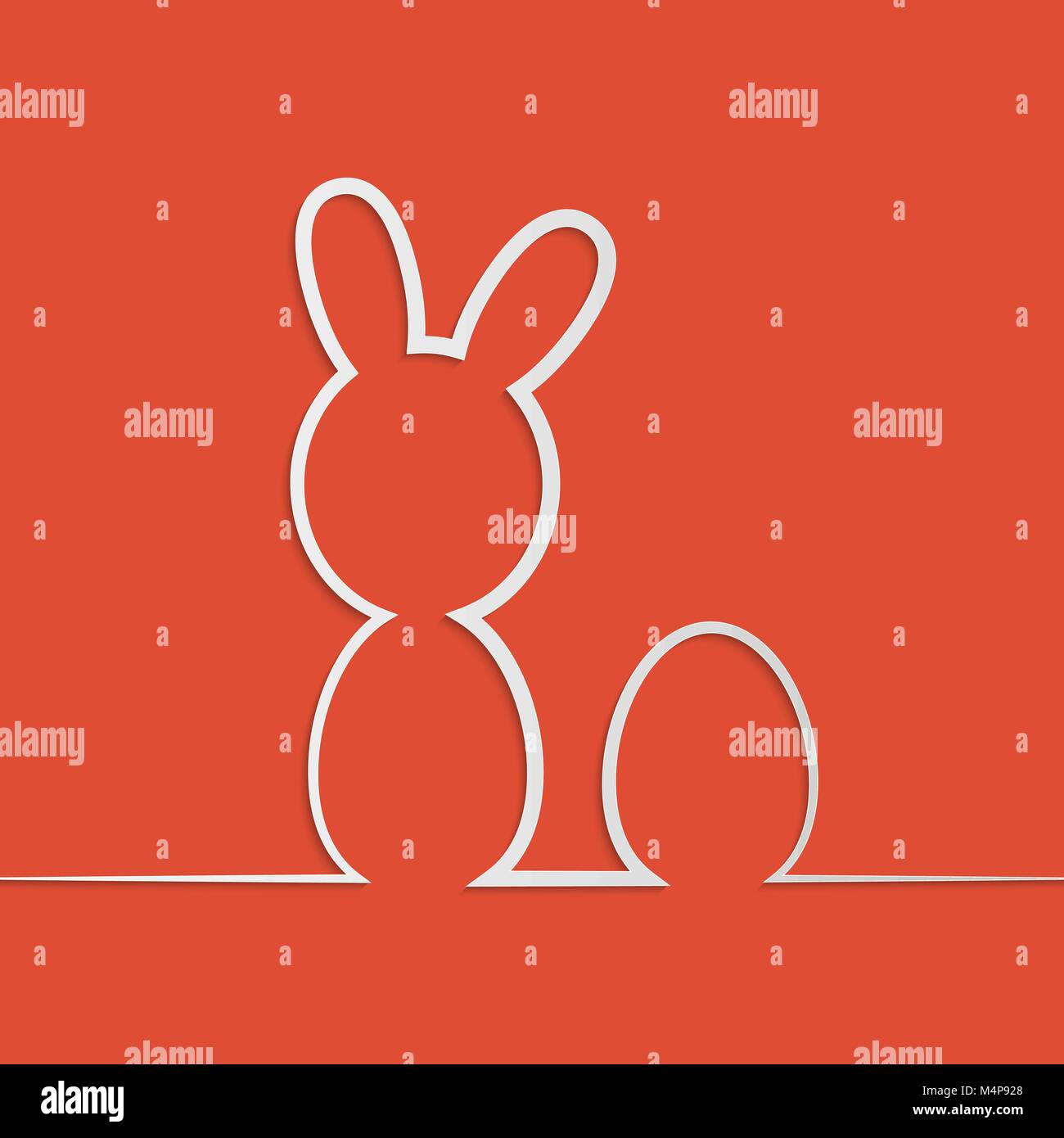 Vector Illustration eines abstrakten Ostern white paper cut Hase und Ei über den roten Hintergrund für ihre Grafik und Web Design Stock Vektor