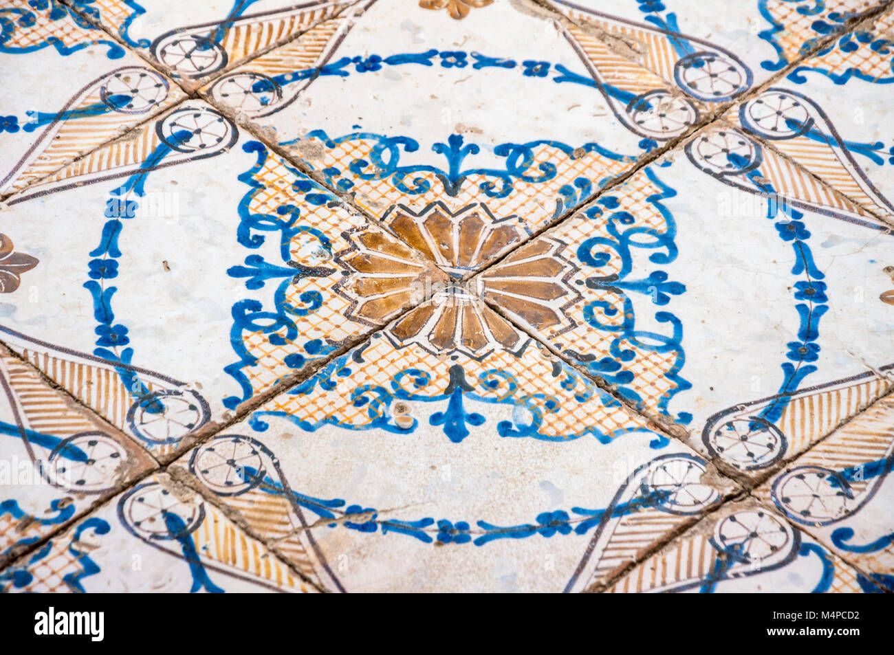 Detail der bemalten Keramik, Villa Rufolo, Rvavello Stockfoto