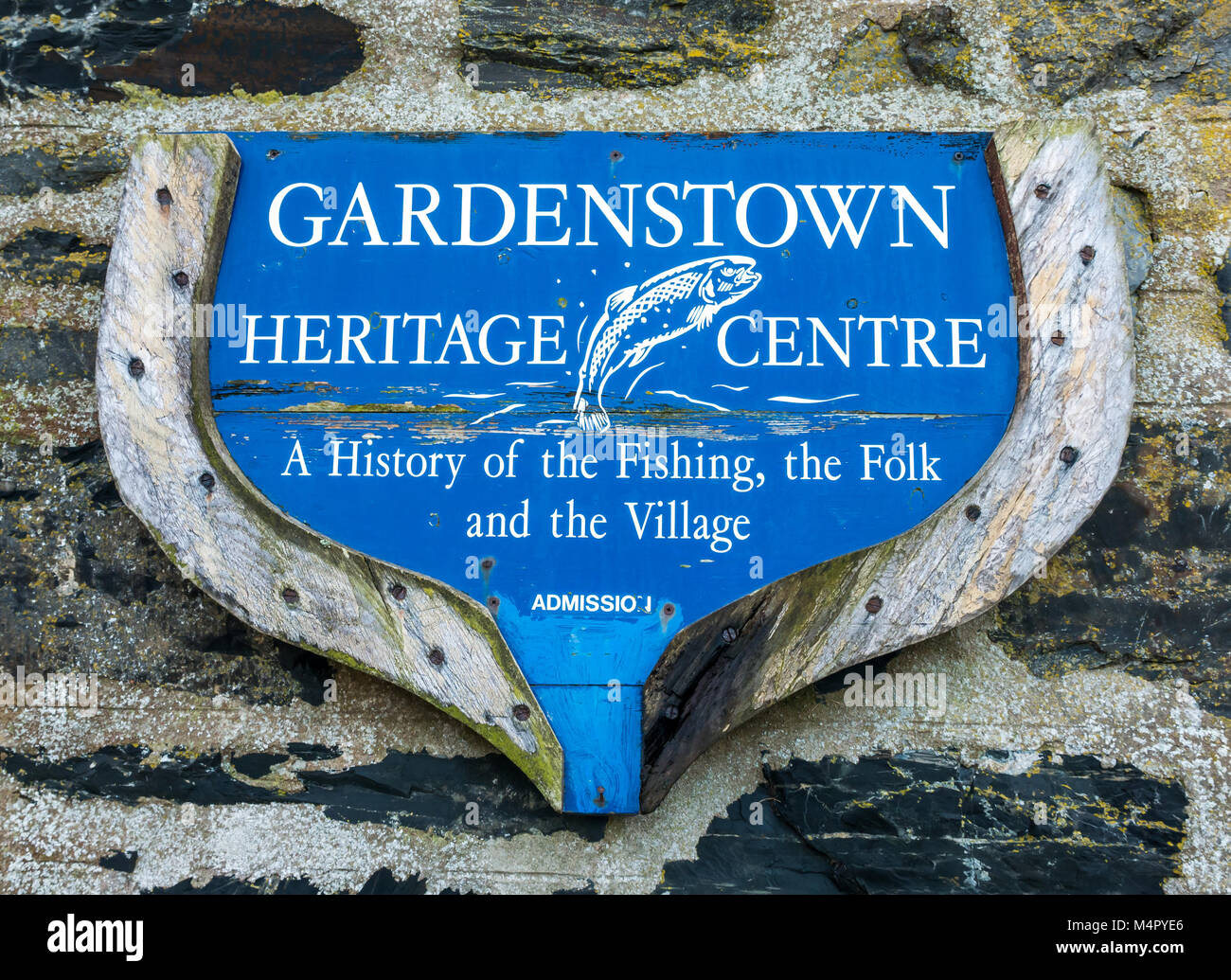 Zeichen berufskranheiten Gardenstown Heritage Center, Aberdeenshire, Schottland, Großbritannien Stockfoto
