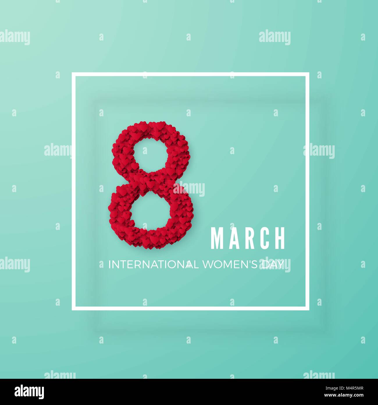 Internationalen Tag der Frau. 8. März Gruß Postkarte. Acht ist der Herzen in einem Frame. Website Banner Konzept. Vector Illustration Stock Vektor