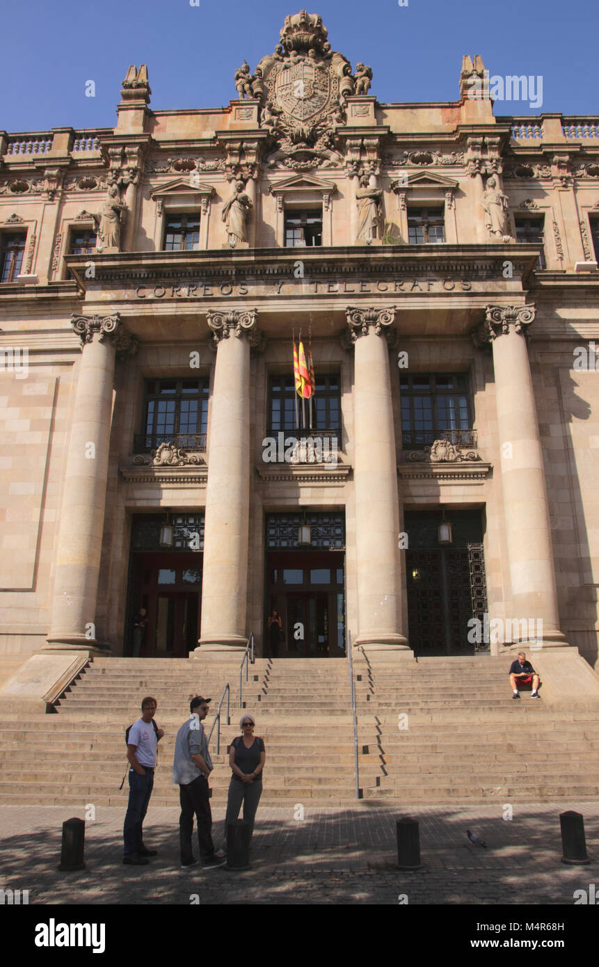 Post- und Telegraphenwesen Gebäude La Ribera Barcelona Spanien Stockfoto