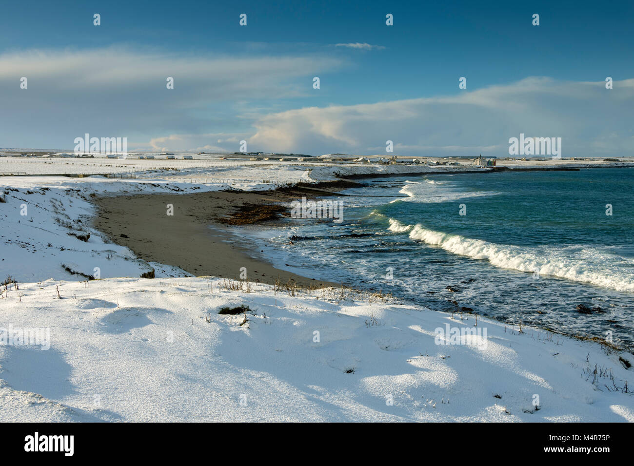 John O' Groats aus dem Ness Duncansby zwischen John O' Groats und Duncansby Head, Caithness, Schottland Stockfoto