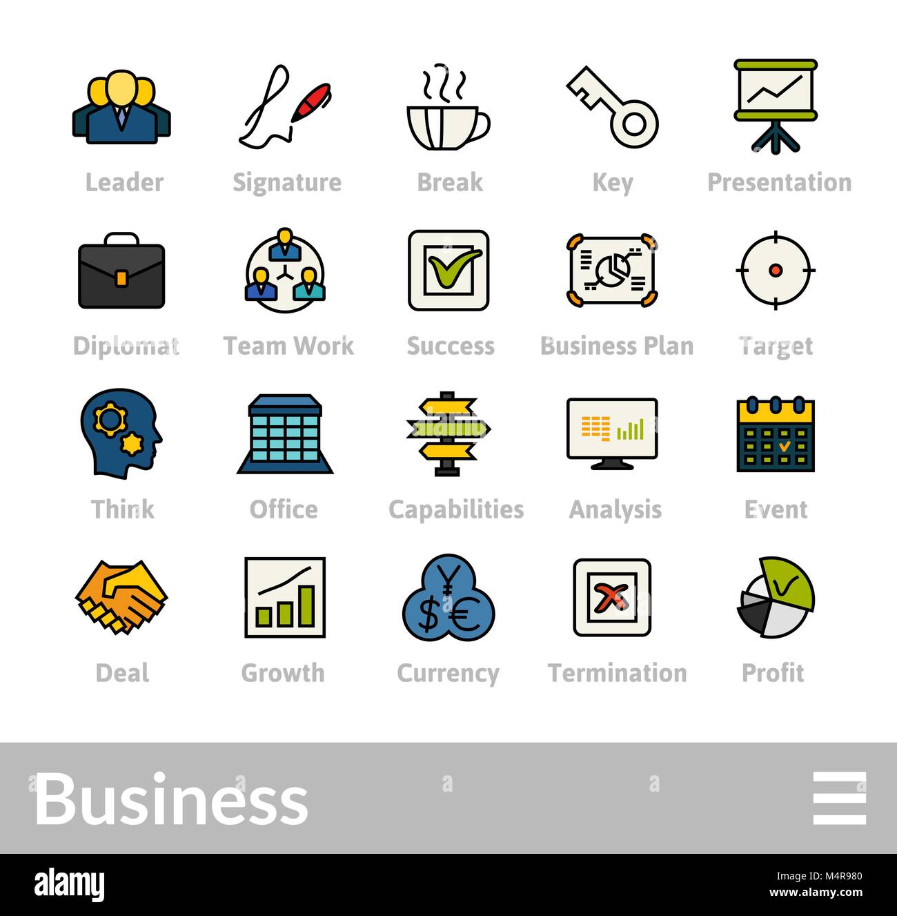 Gliederung Symbole dünne flache Bauweise, moderne Linie Konturenstil Stock Vektor