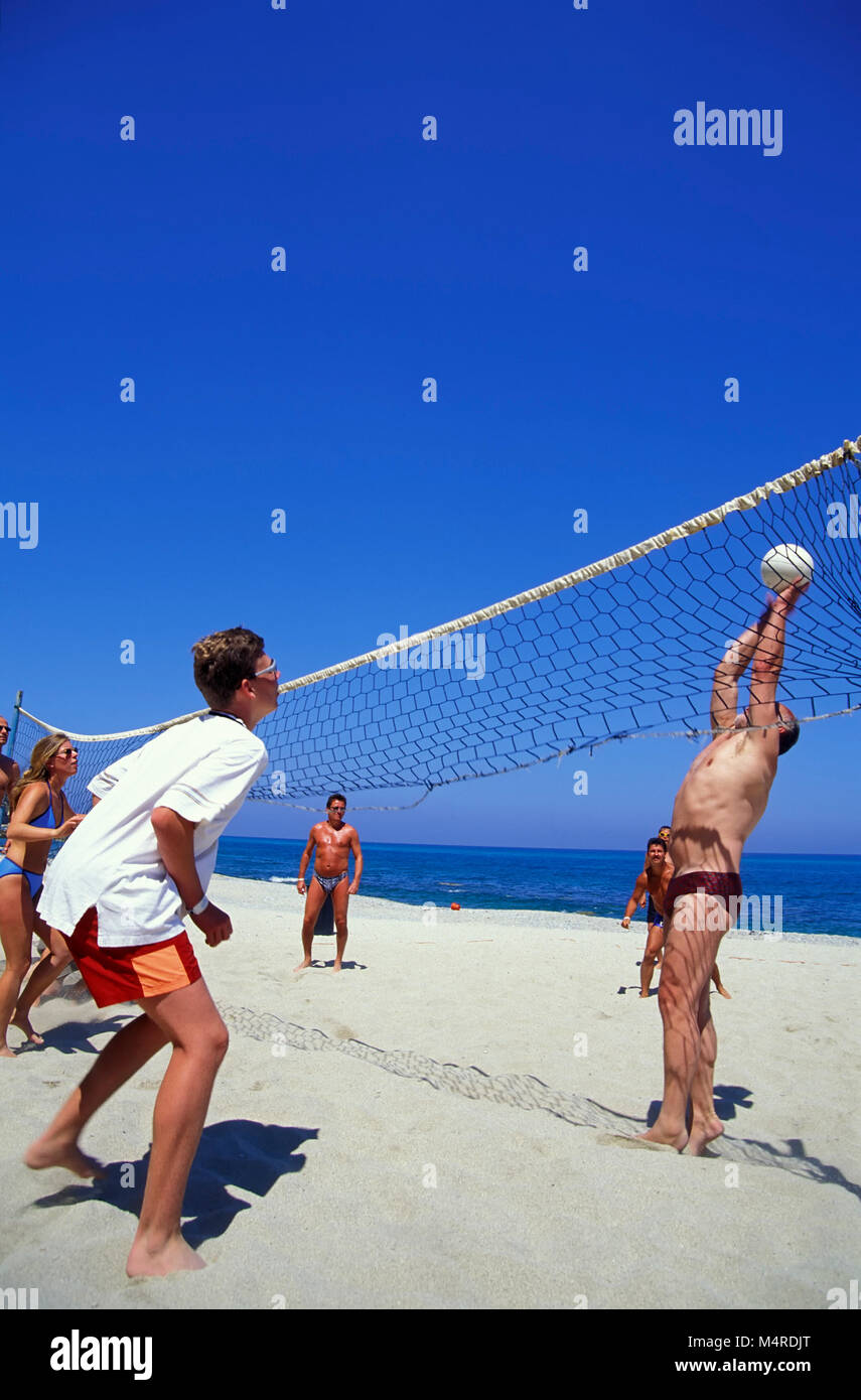 Strand Beachvolleyball, Tropea, Kalabrien, Italien Stockfotografie Alamy