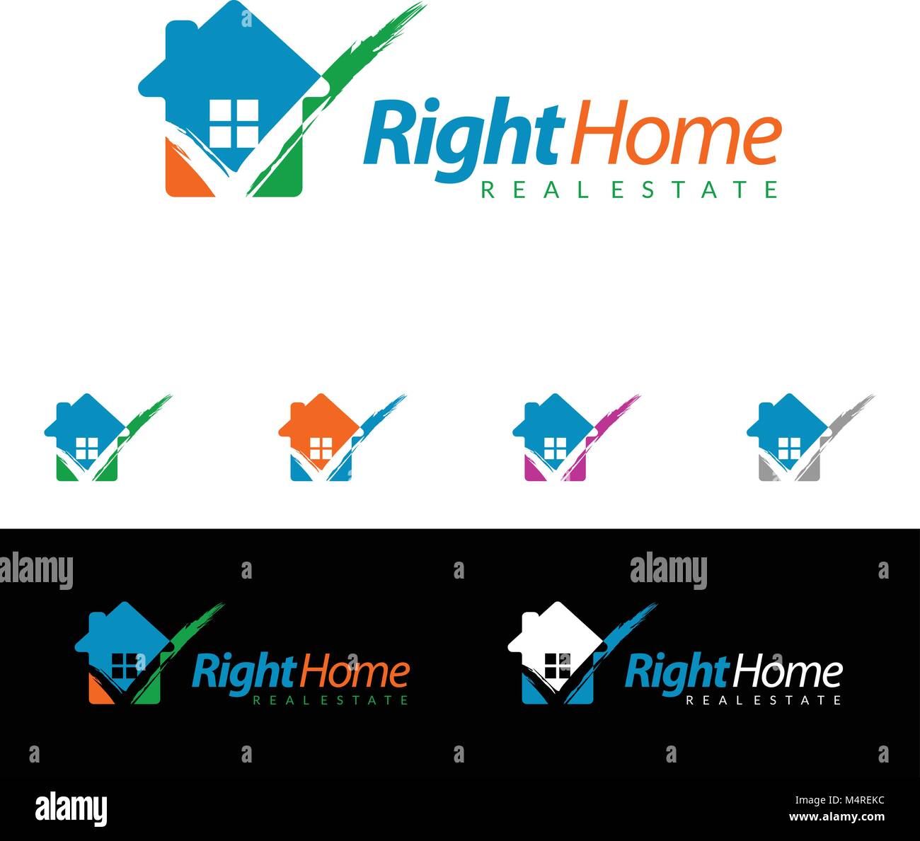 Haus, Immobilien vektor Logo Design prüfen, einfache Immo mit prüfen und Dach vertreten Starke, rechts, richtige, Ziel und moderne Immobilien Stock Vektor