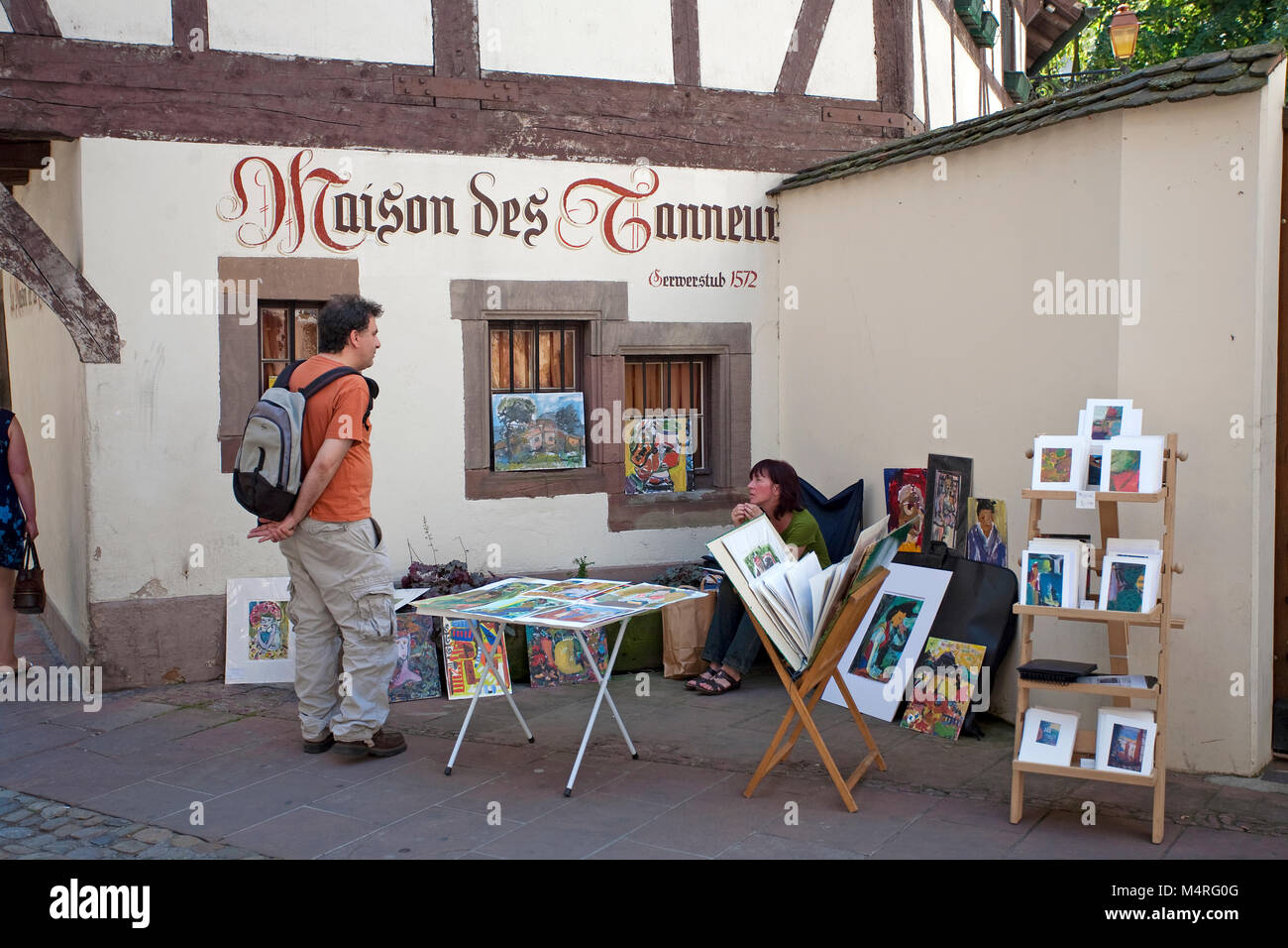 Maler im Maison Les, La Petite France (Frankreich), Straßburg, Elsaß, Bas-Rhin, Frankreich, Europa Stockfoto