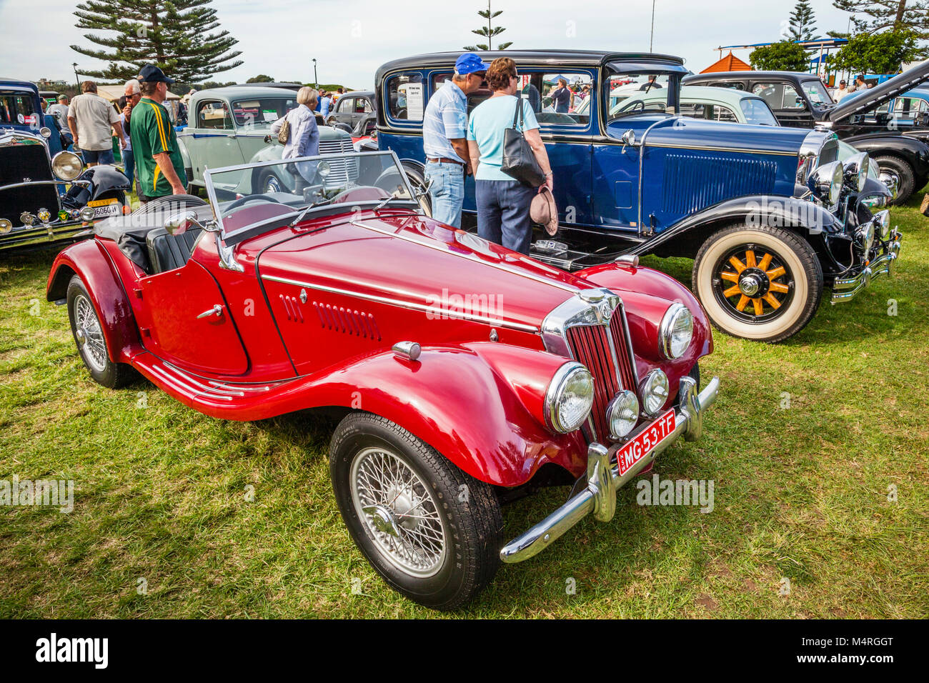 Vintage MG Sportwagen aus der T-Serie am Tag des Denkmals, Central Coast historischen Auto Club, Memorial Park, der Eingang, Central Coast, New South Wales, Stockfoto